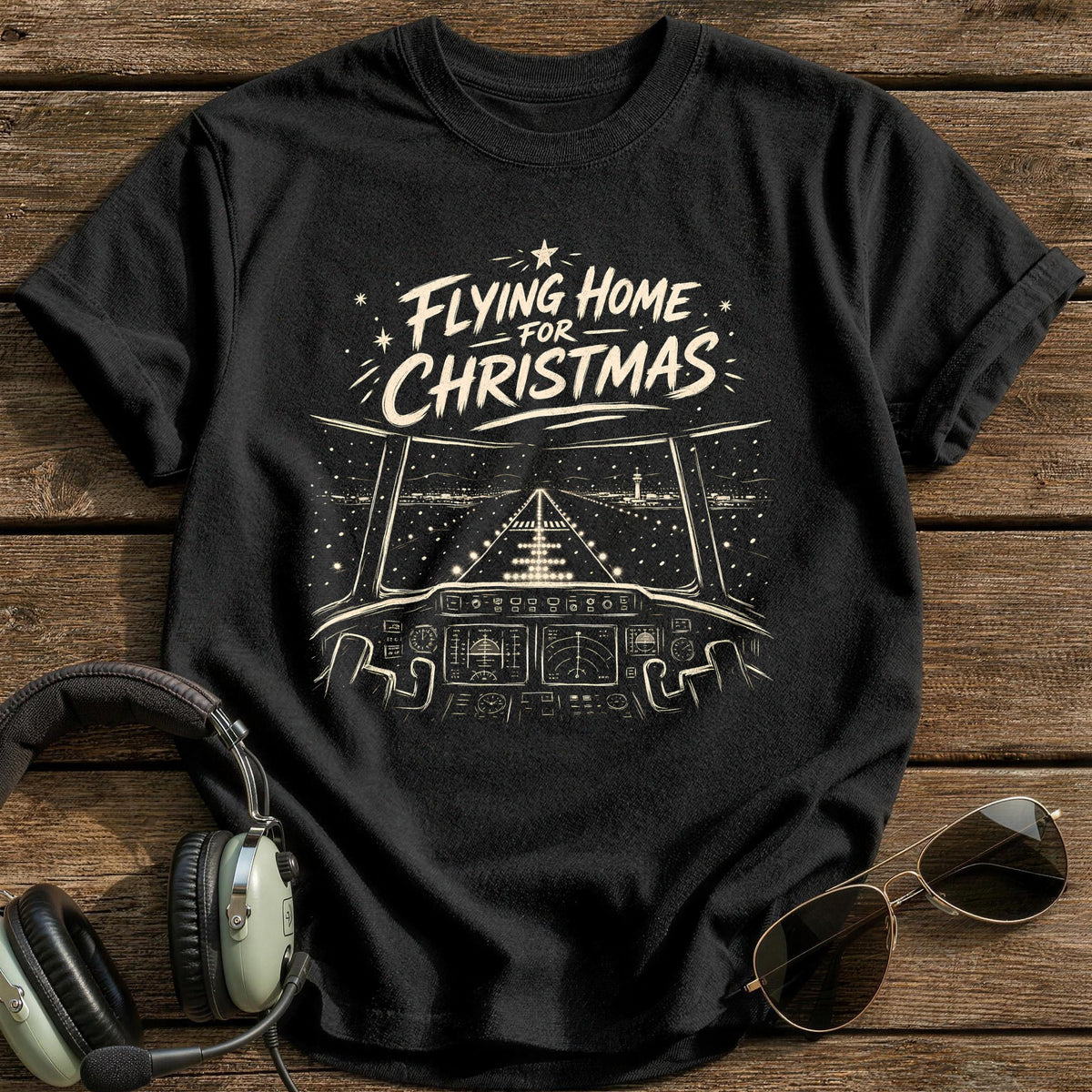Flying Home For Christmas 9 T-Shirt - Black