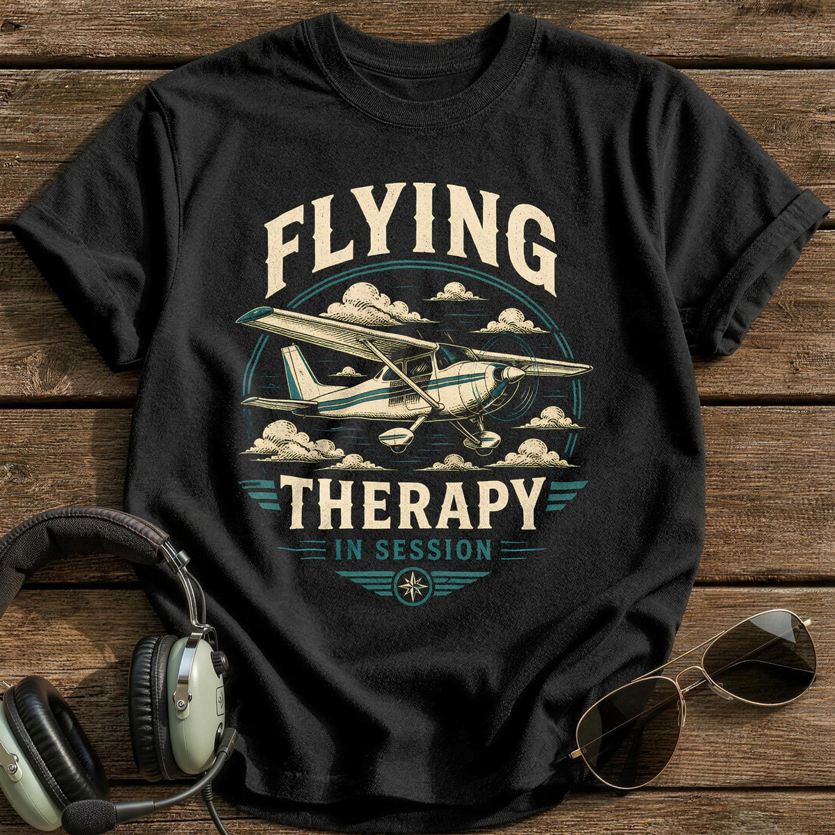 Flying Therapy In Session 29 T-Shirt - Black