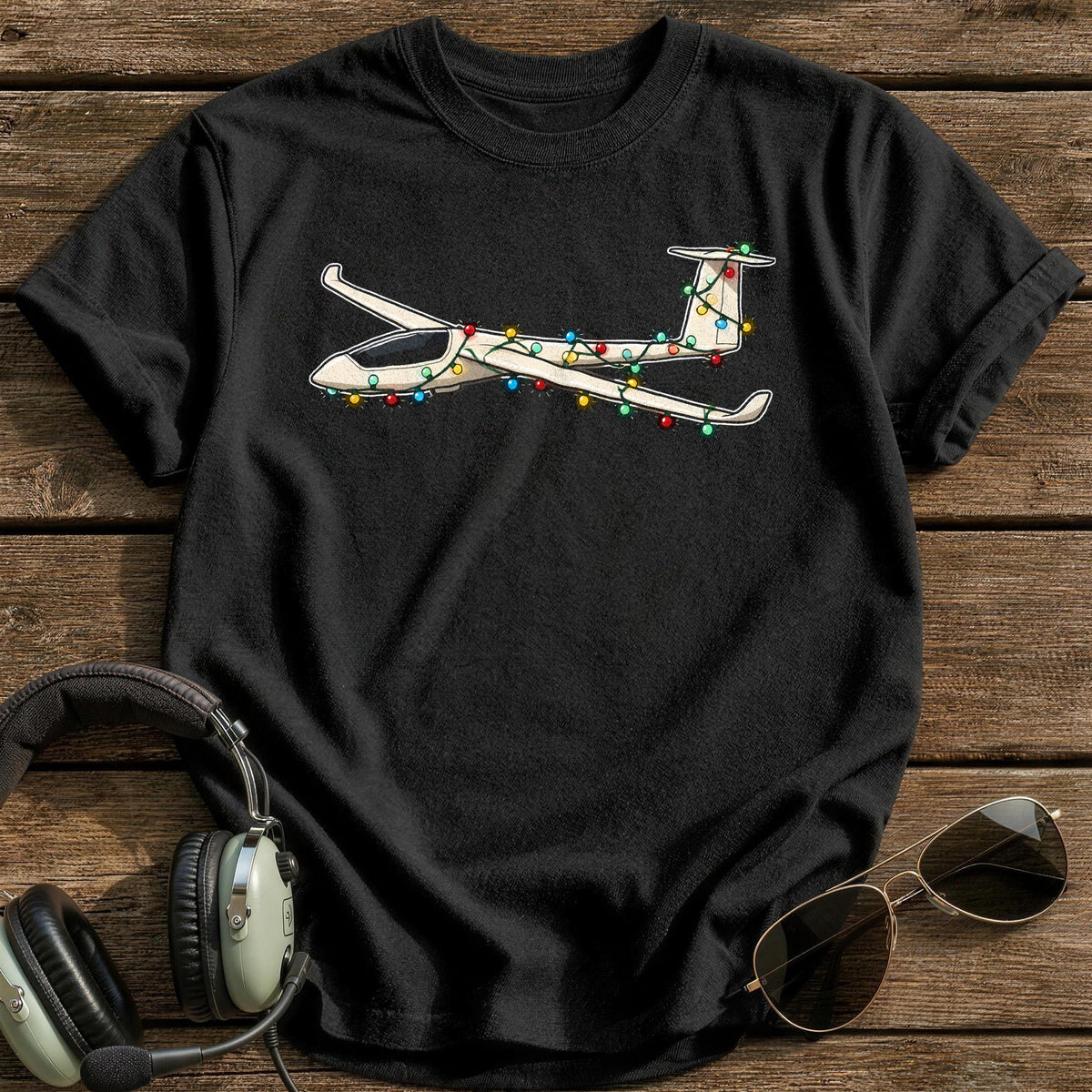 Glider Christmas Lights 87 T-Shirt - Black