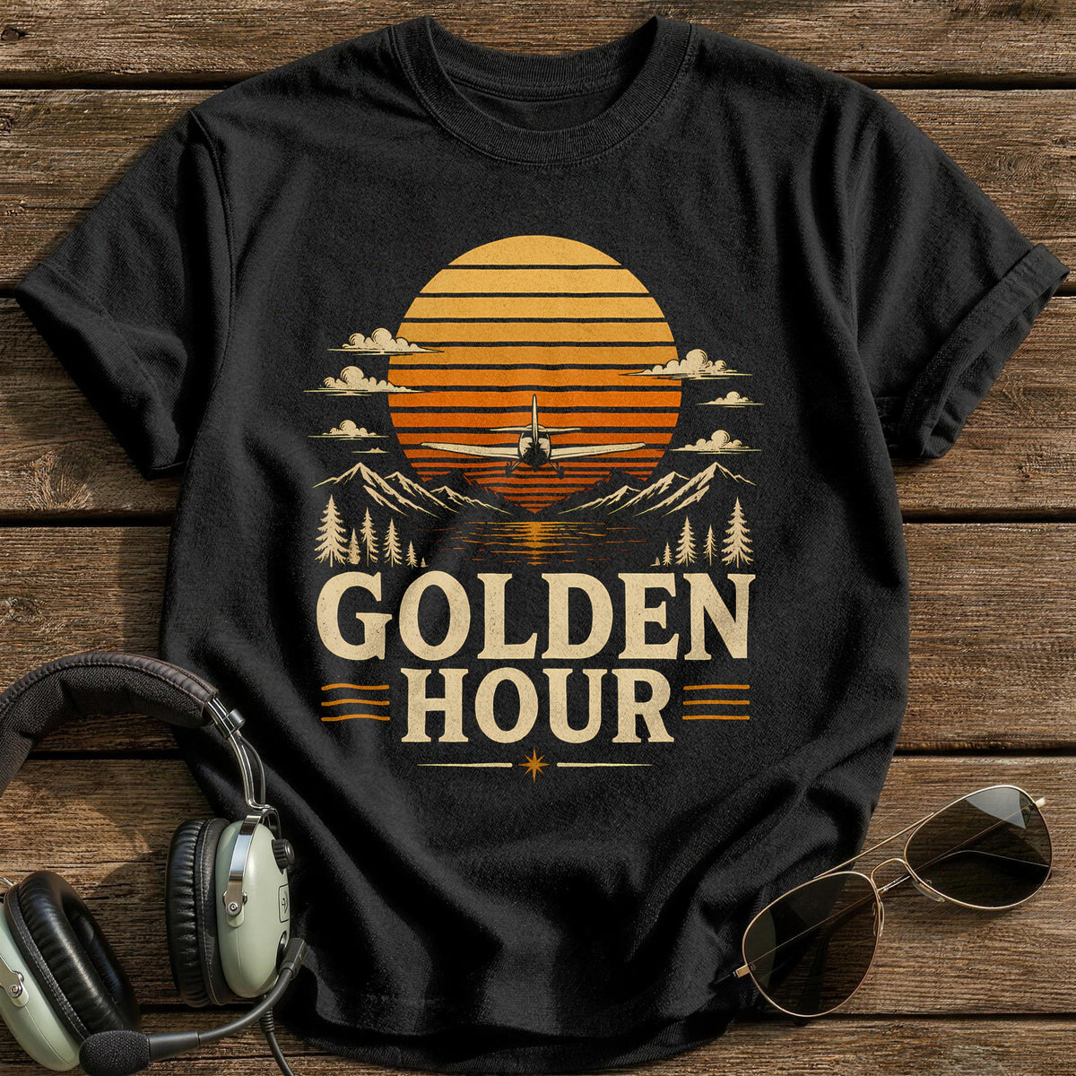 Golden Hour Sunset 43 T-Shirt - Black