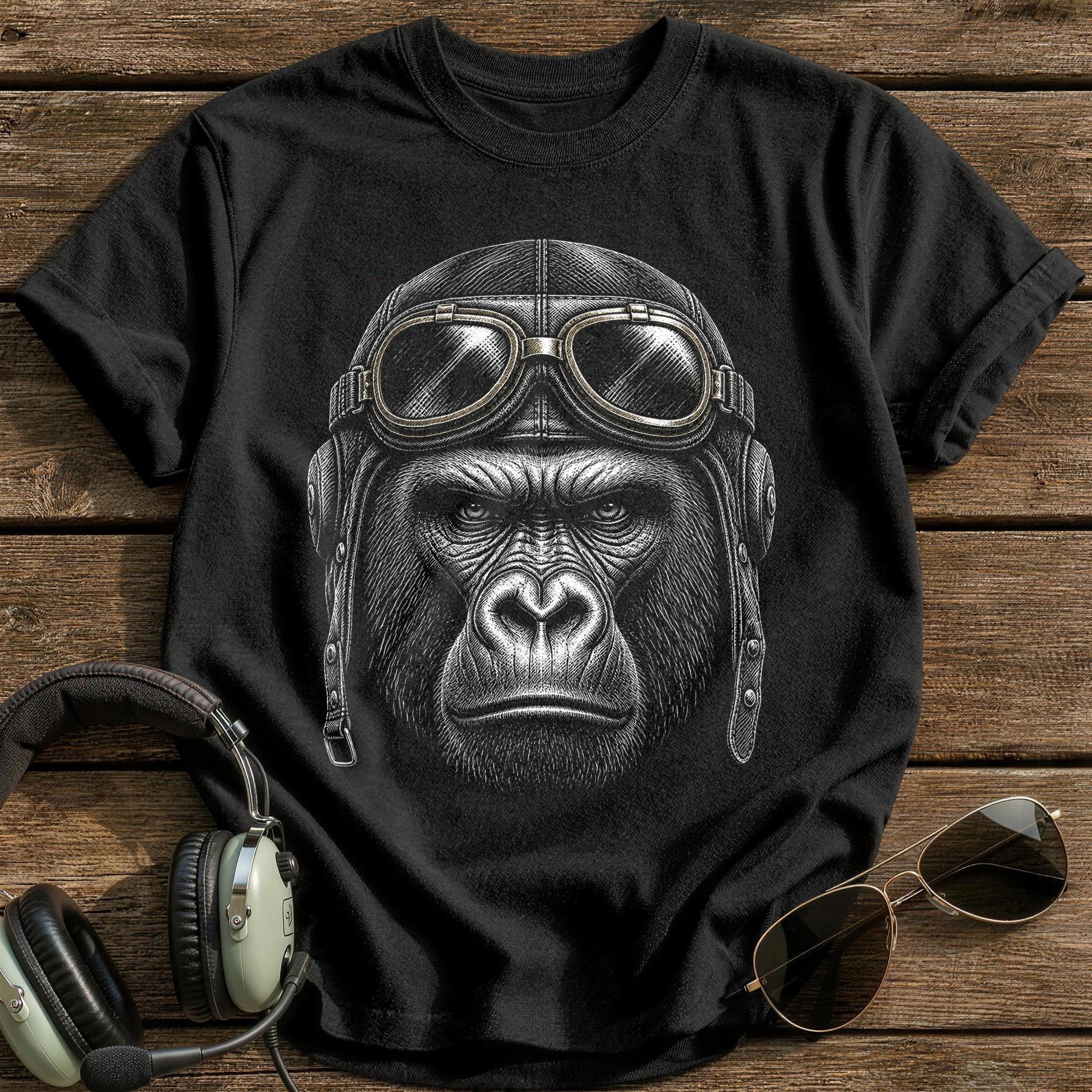 Gorilla Flyer (Soft Bronze) T-Shirt - Black