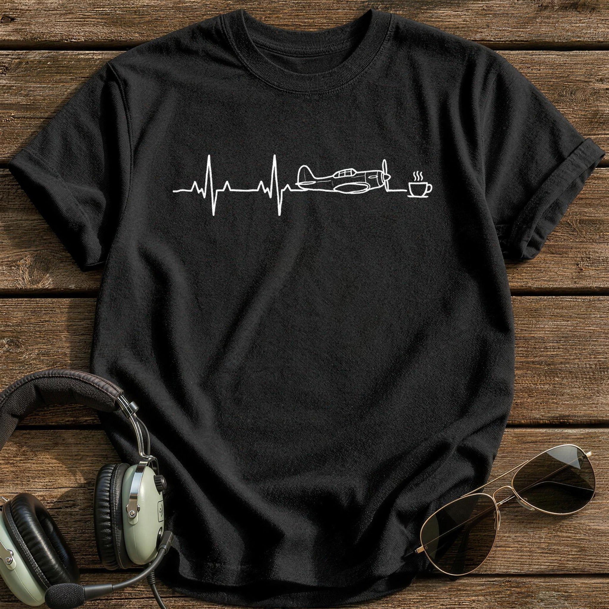 Heartbeat Aviator T-Shirt - Black