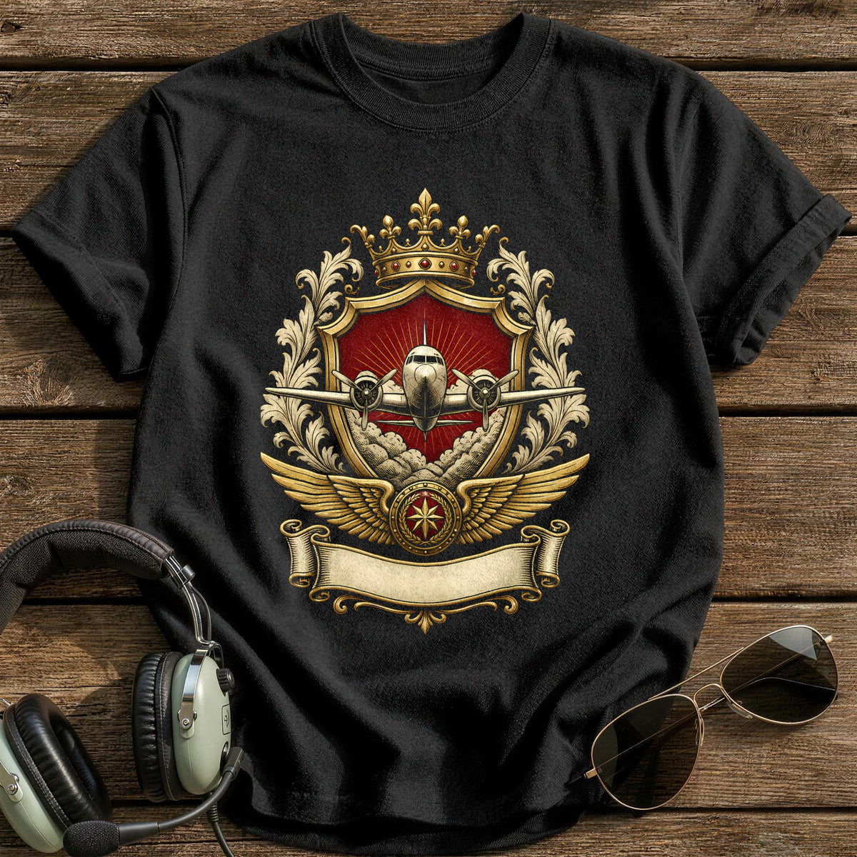 Heraldic Plane 72 T-Shirt - Black
