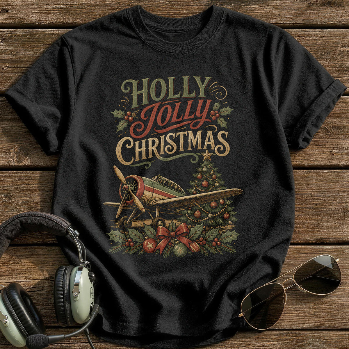 Holly Jolly Christmas 77 T-Shirt - Black