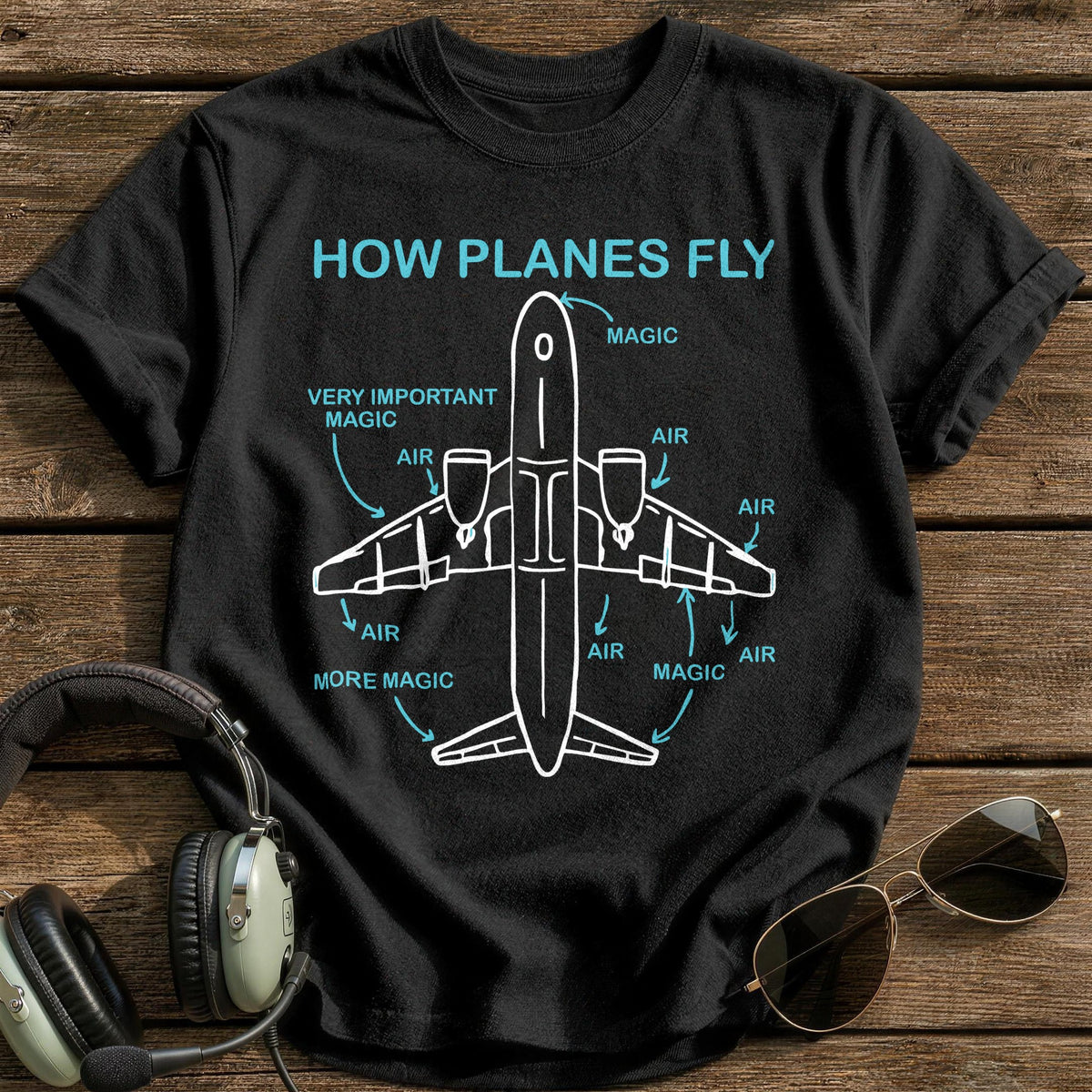 How Planes Fly 1 T-Shirt - Black