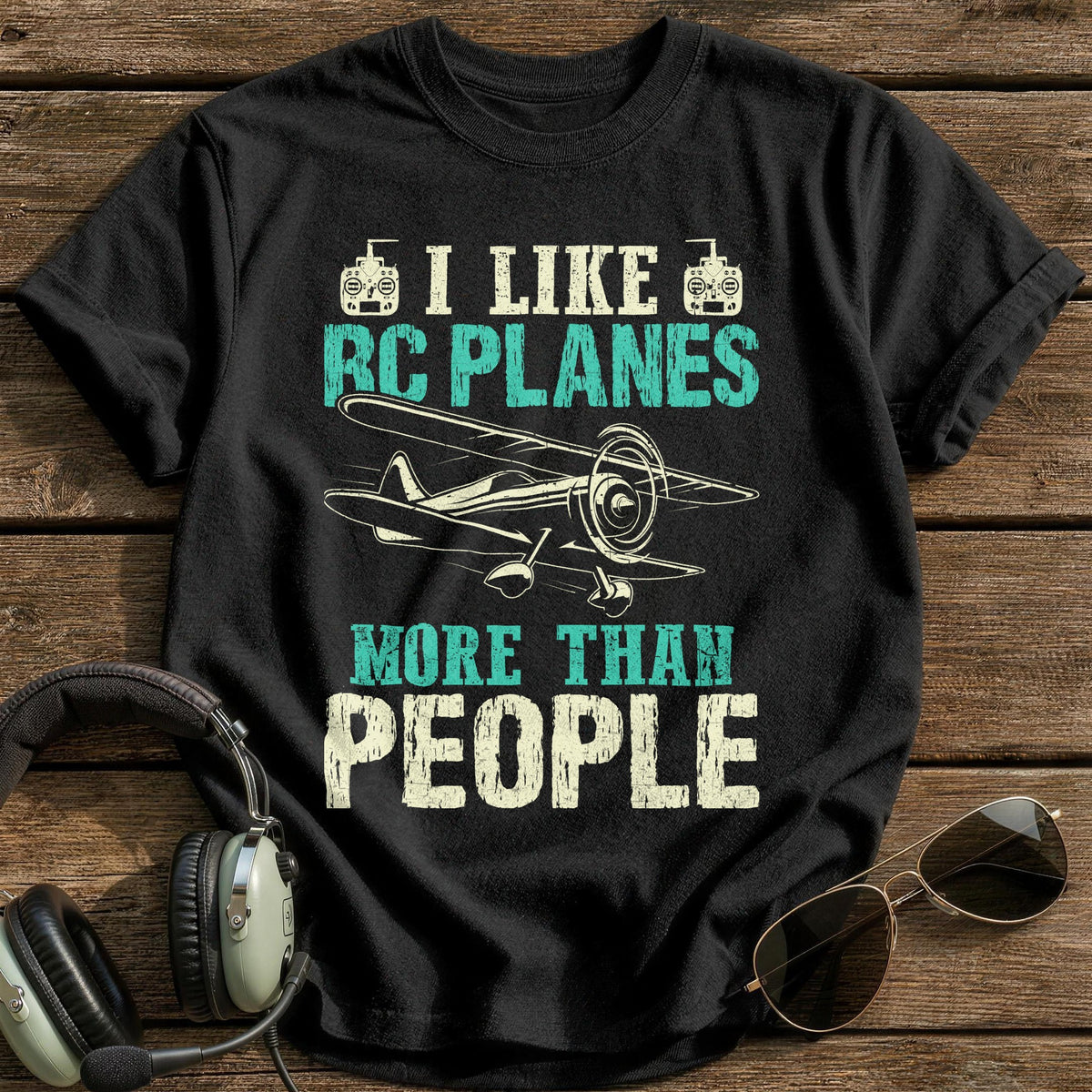 I Like RC Planes More Than People T-Shirt - Black