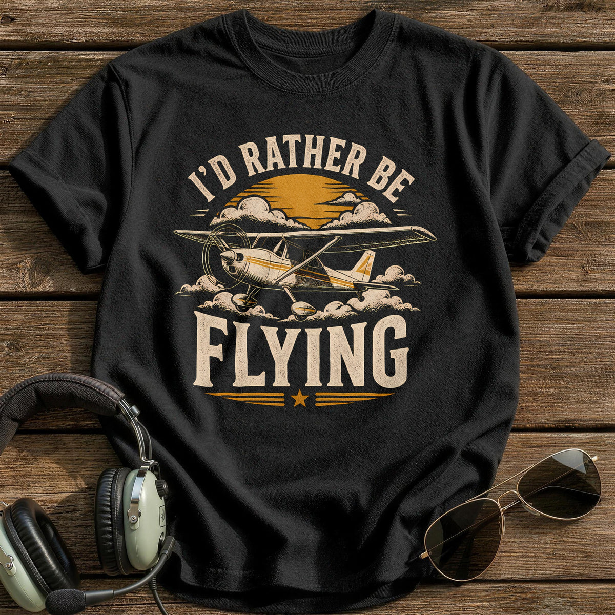 Id Rather Be Flying 74 T-Shirt - Black