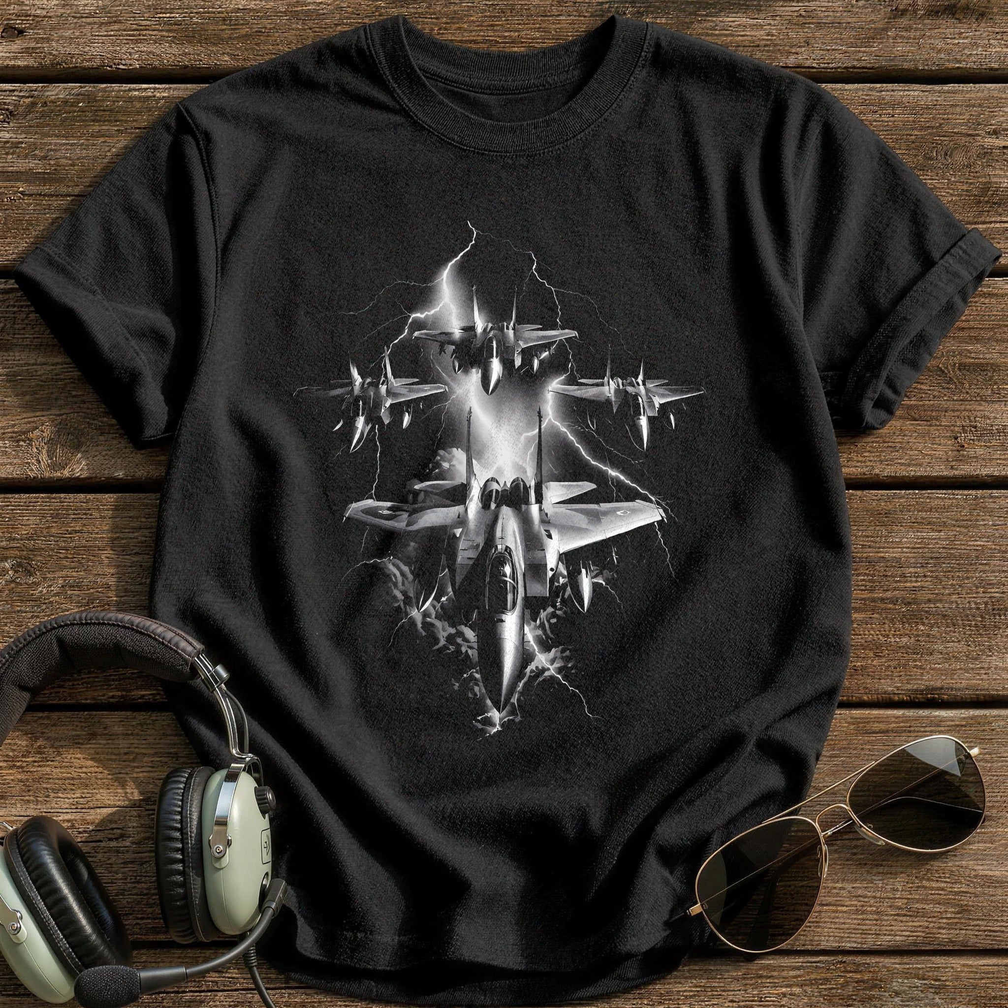 Jet Lightning Storm T-Shirt - Black