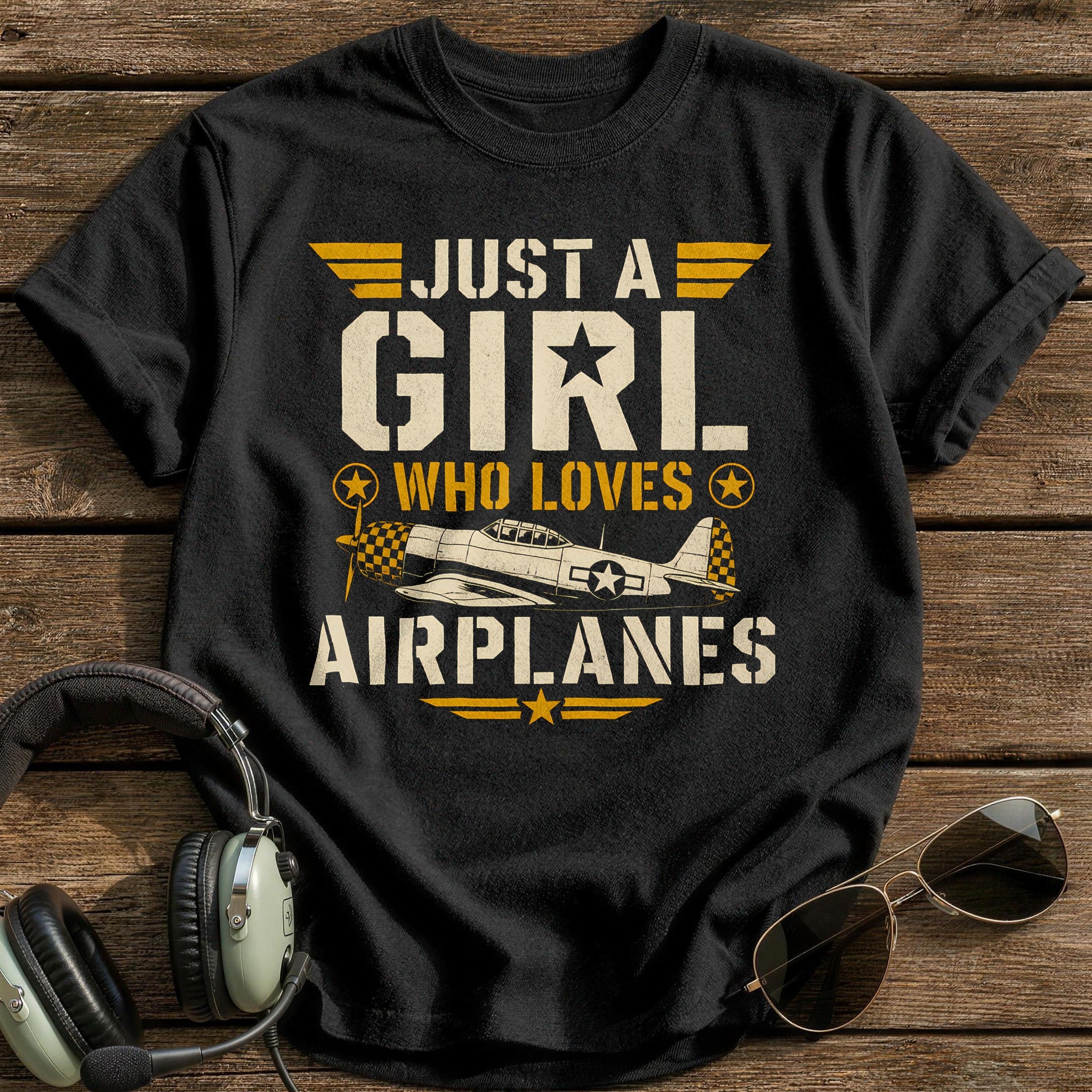 Just A Girl Who Loves Airplanes - Black