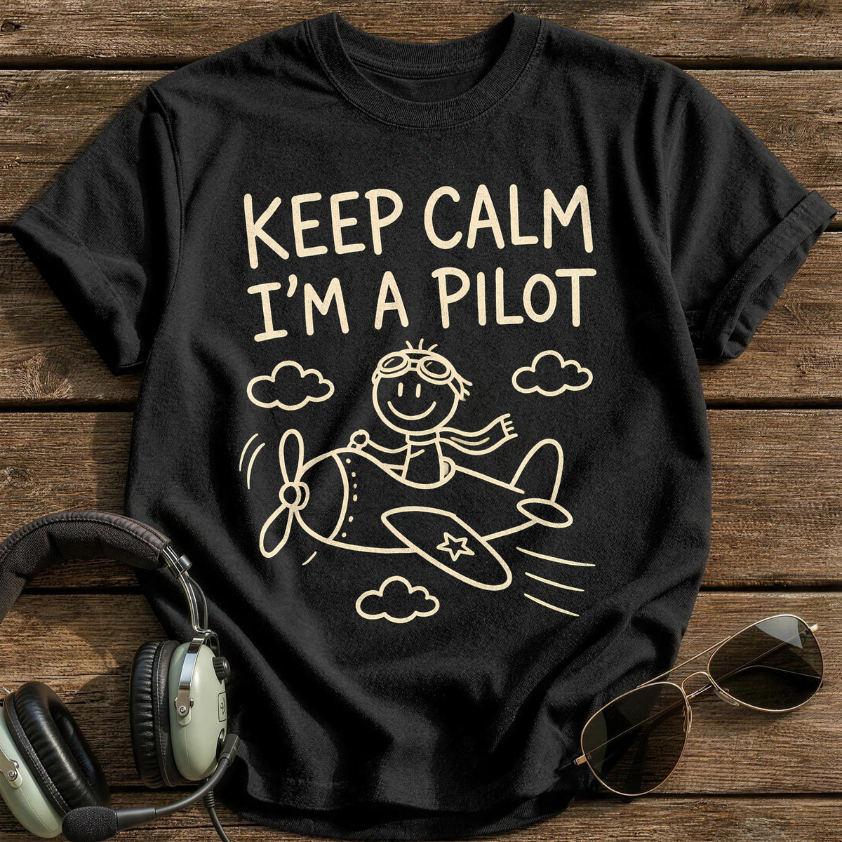 Keep Calm Pilot 52 T-Shirt - Black