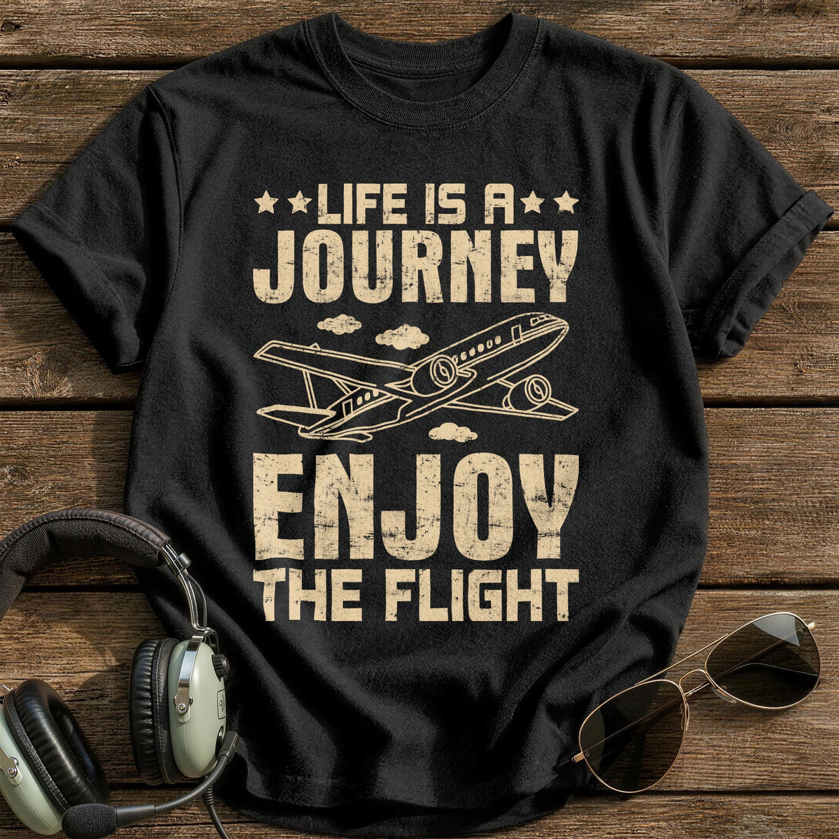 Life Is A Journey Enjoy The Flight T-Shirt - Black