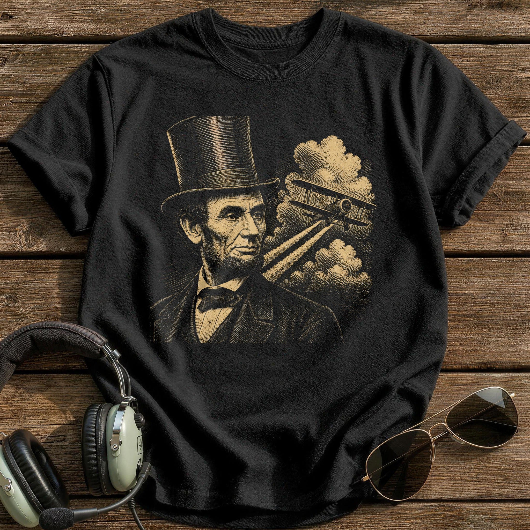 Lincoln Aviator Portrait T-Shirt - Black