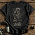 Line Art Plane Dog 98 - Black