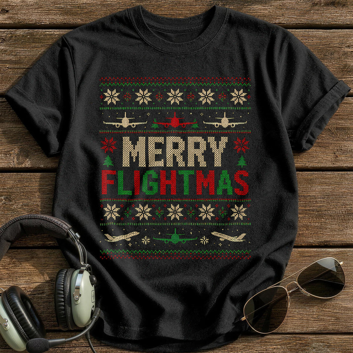 Merry Flightmas 80 T-Shirt - Black