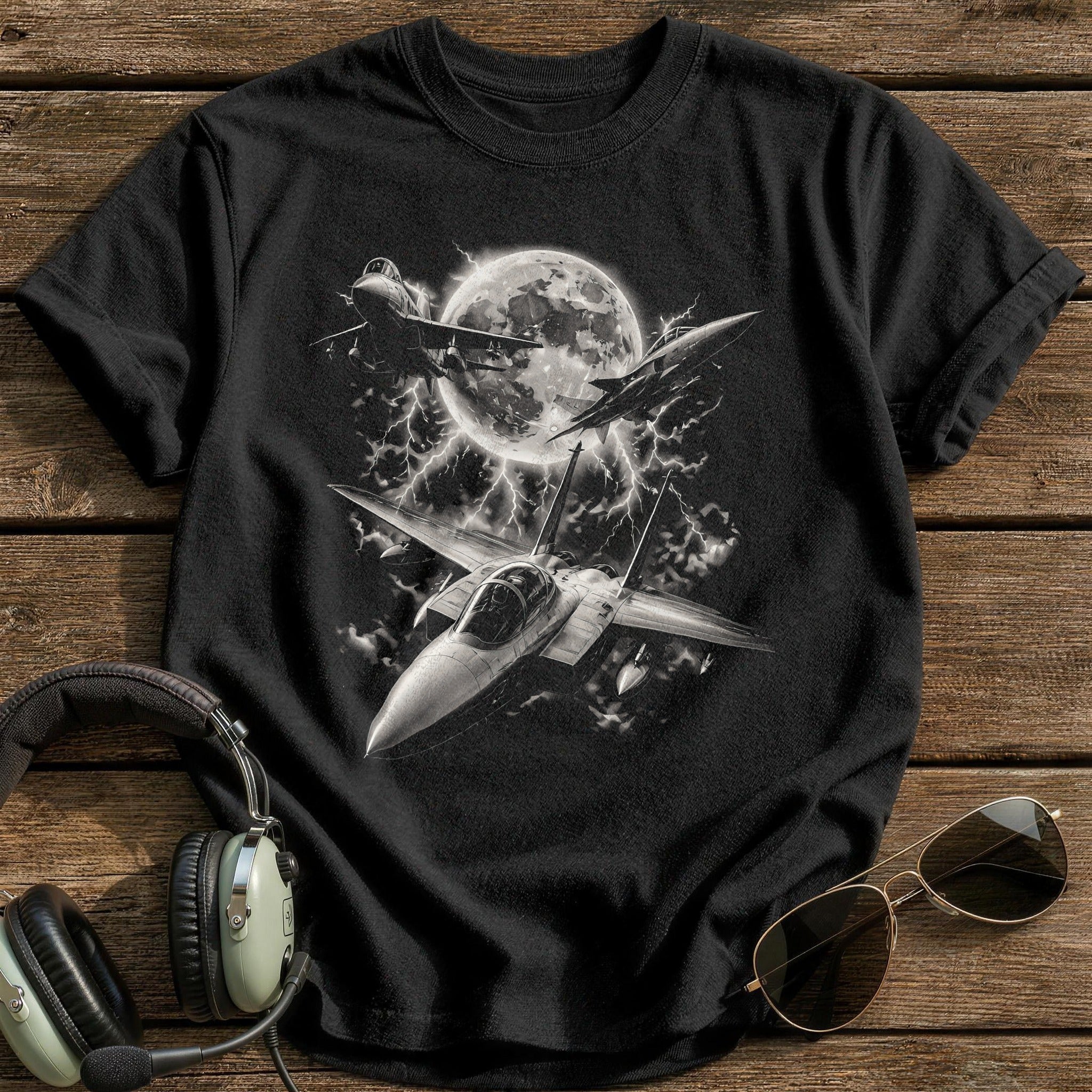 Moon Lightning Jets T-Shirt - Black