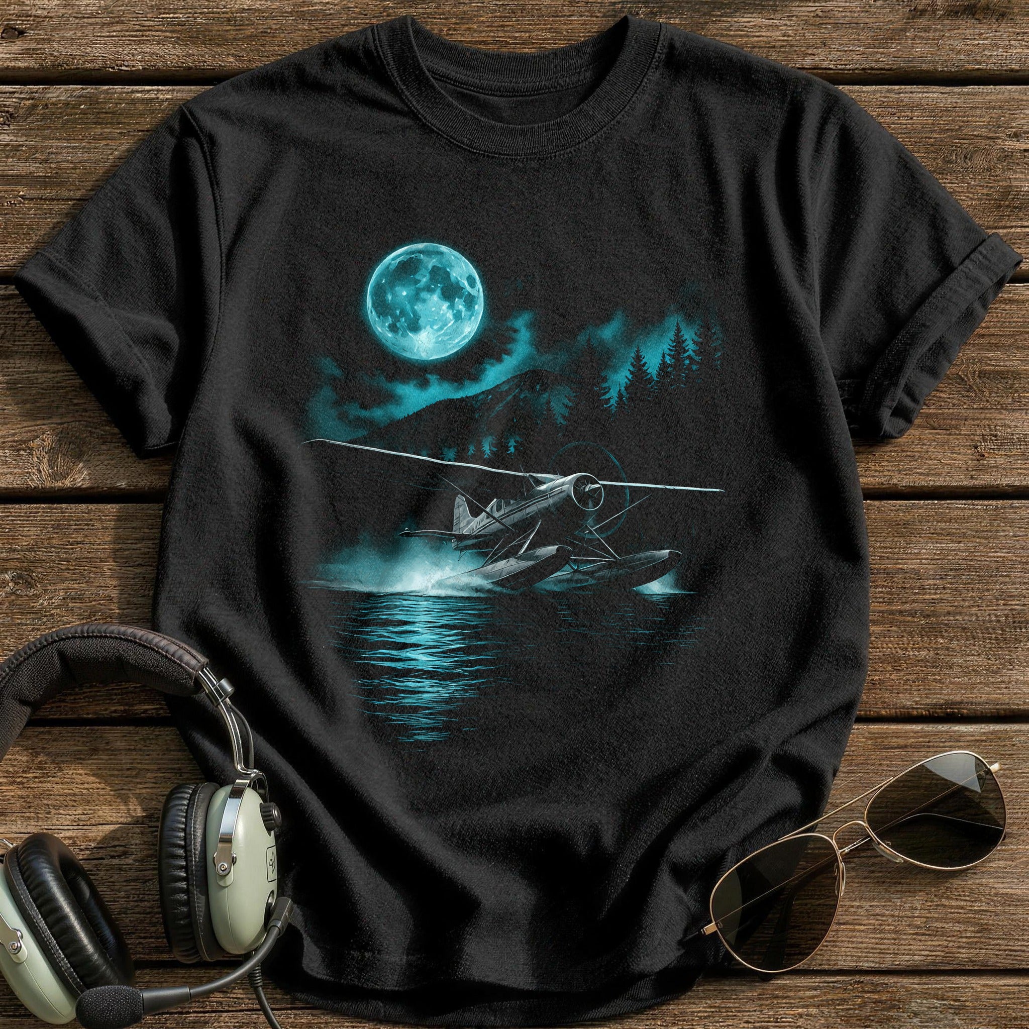 Moonlight Seaplane T-Shirt - Black