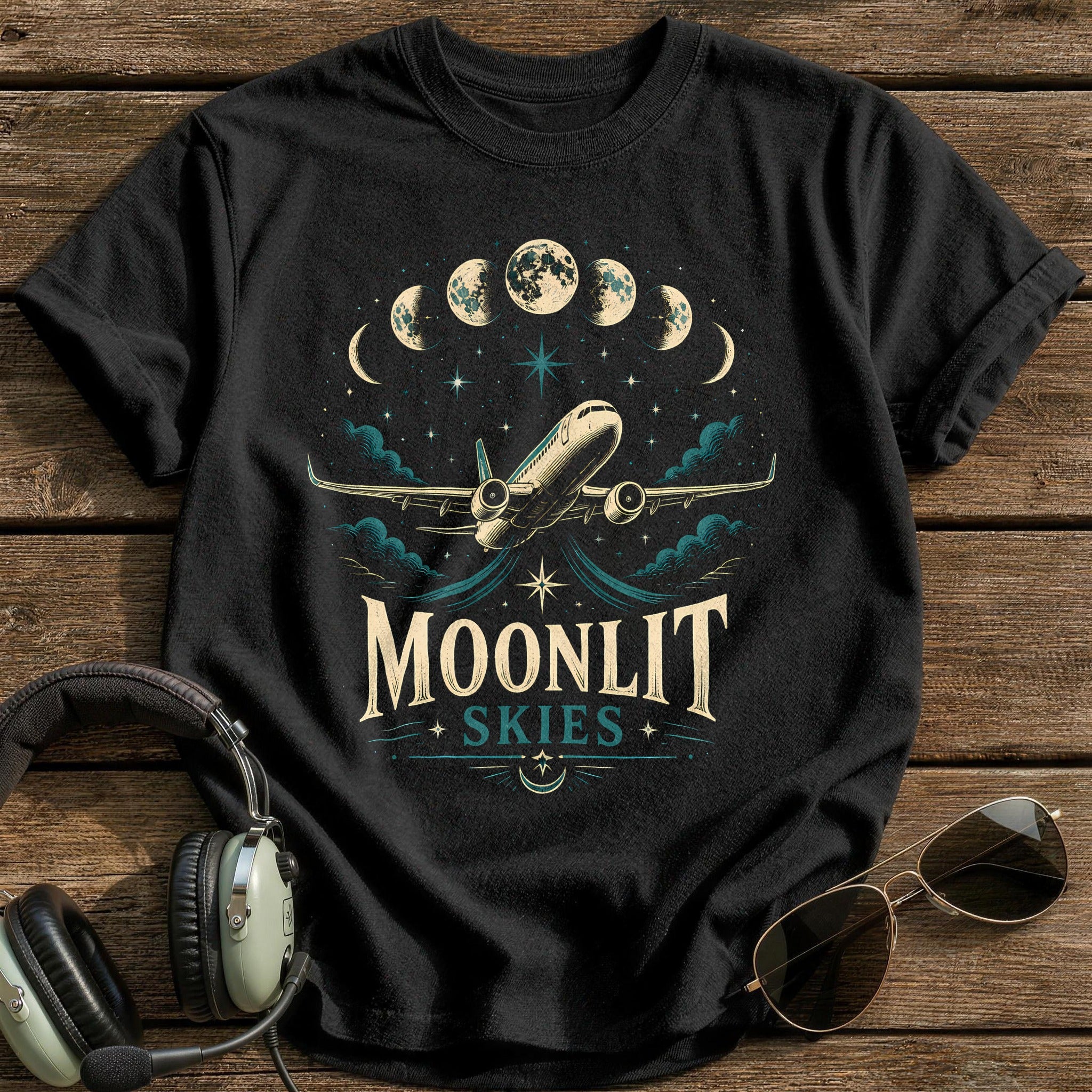 Moonlit Skies Celestial 39 T-Shirt - Black