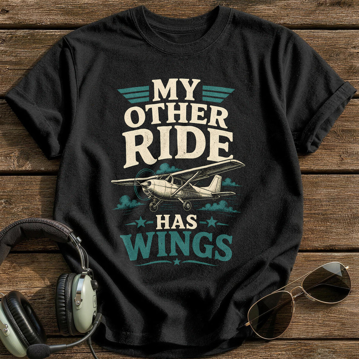 My Other Ride Has Wings T-Shirt - Black