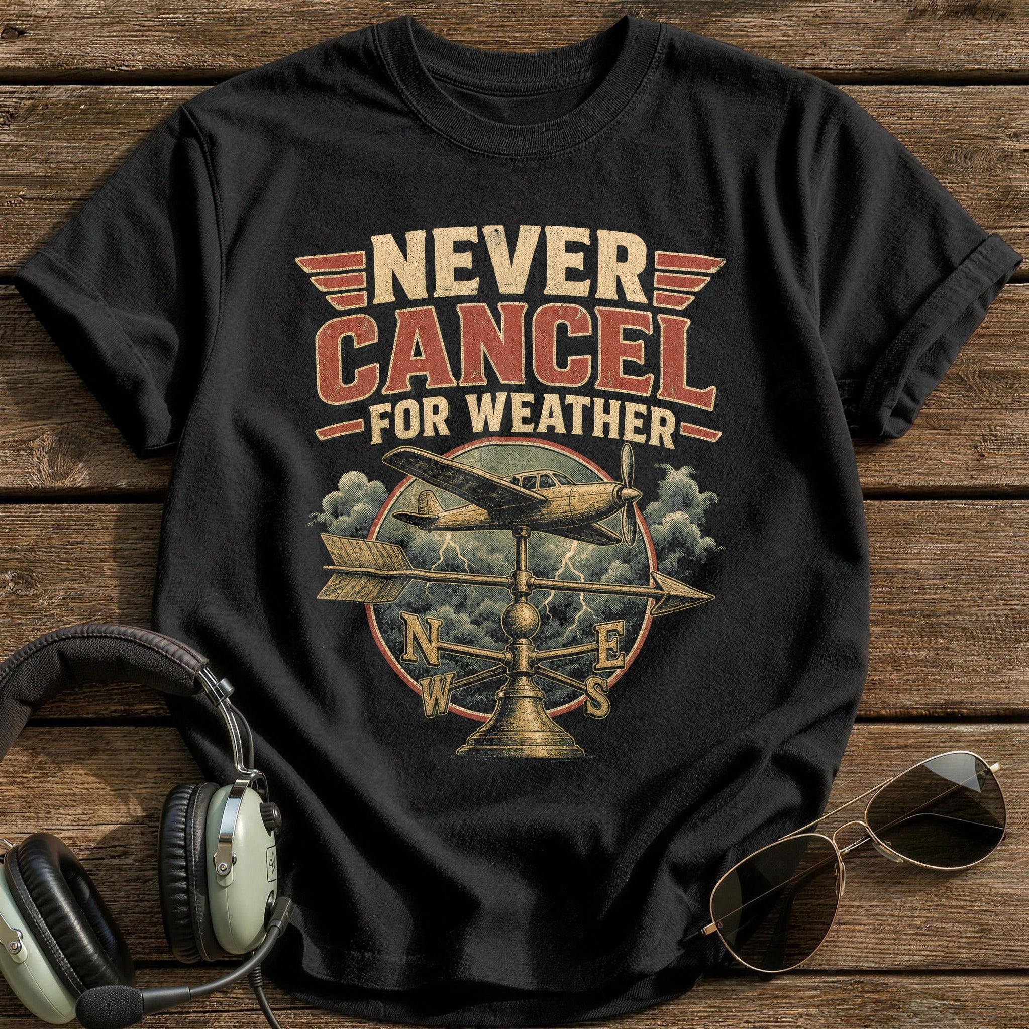 Never Cancel for Weather T-Shirt - Black