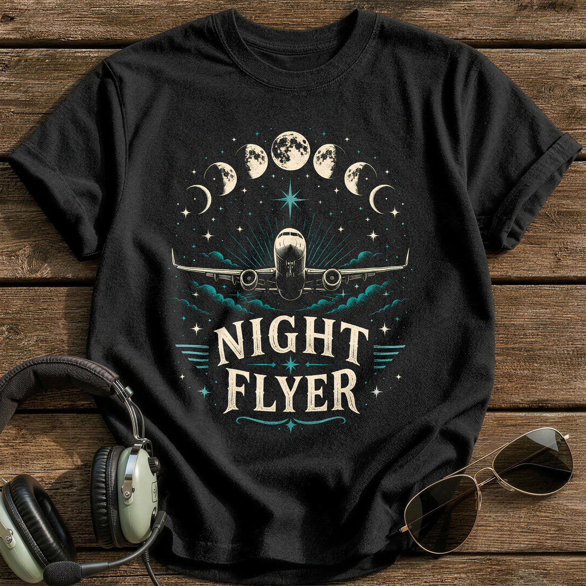 Night Flyer Moon 52 T-Shirt - Black