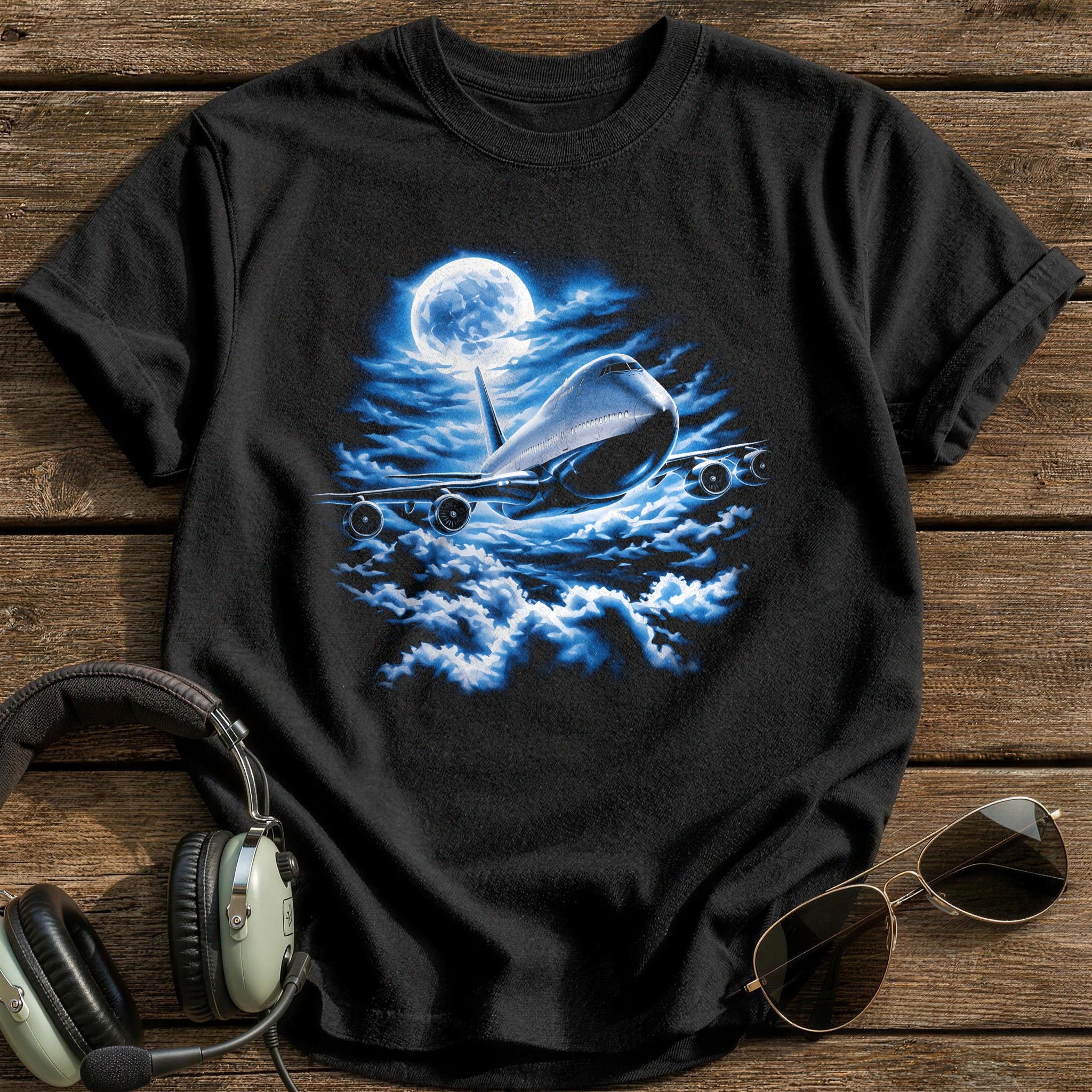 Night Sky Airliner T-Shirt - Black