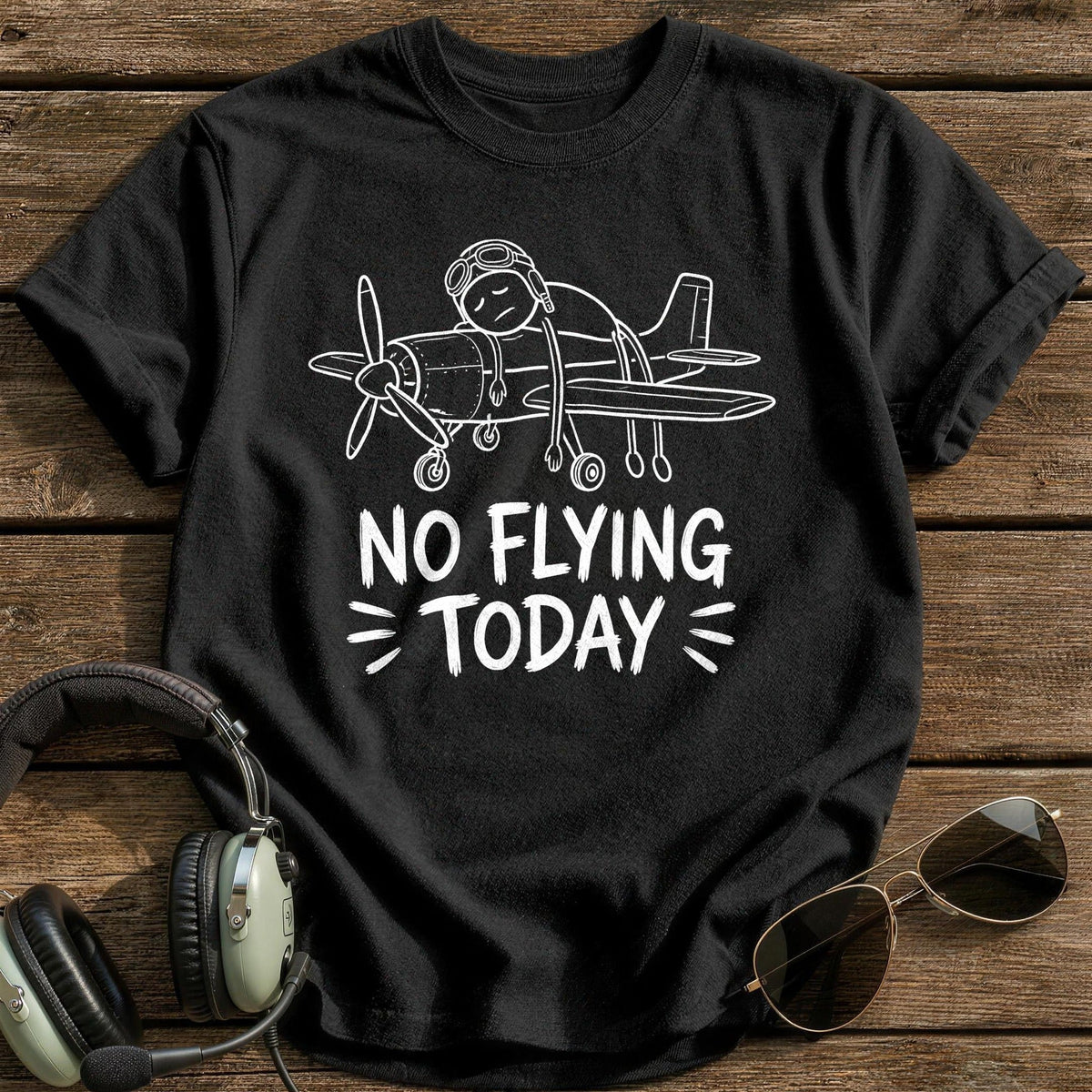 No Flying Today 59 Kids T-Shirt - Black