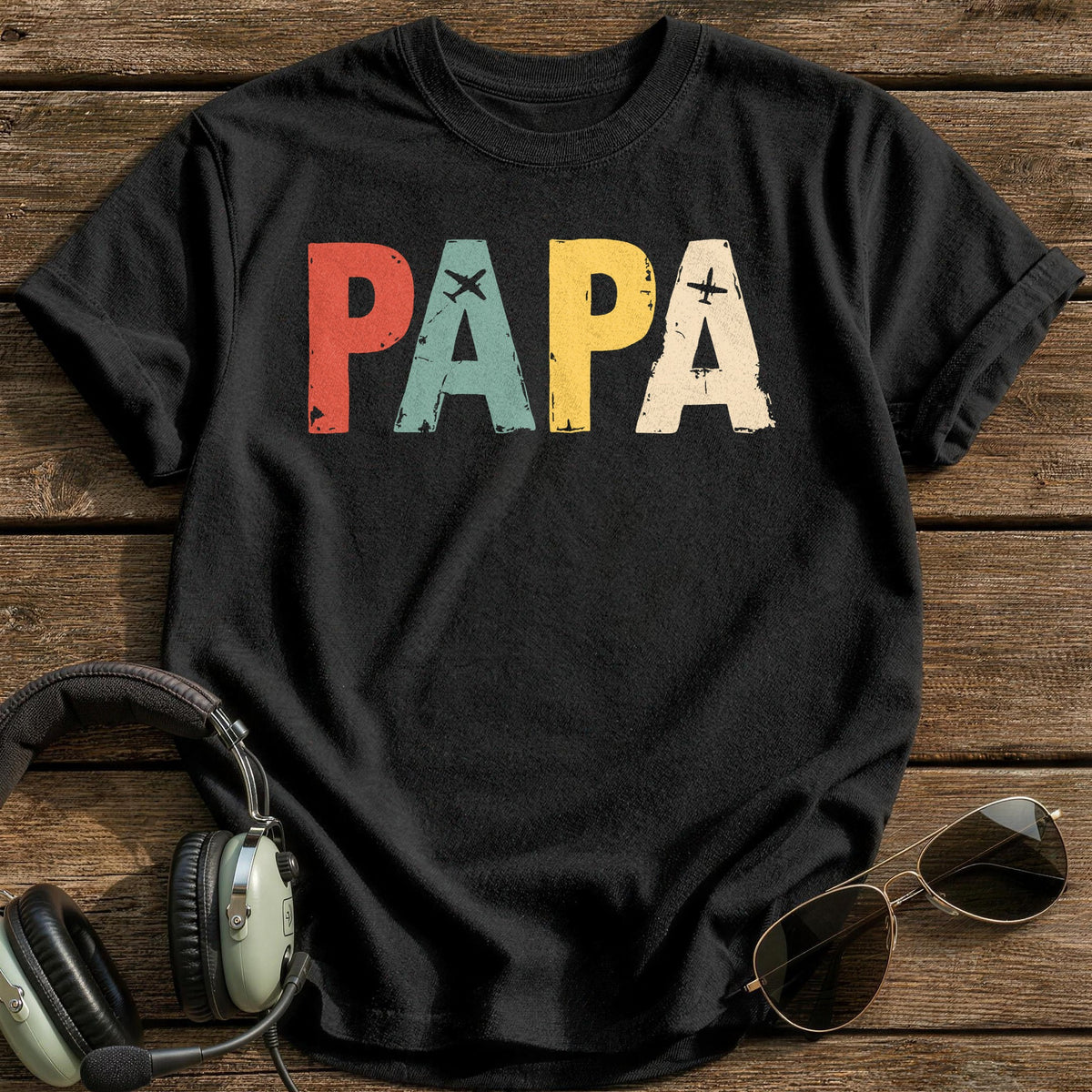 Papa Planes T-Shirt - Black