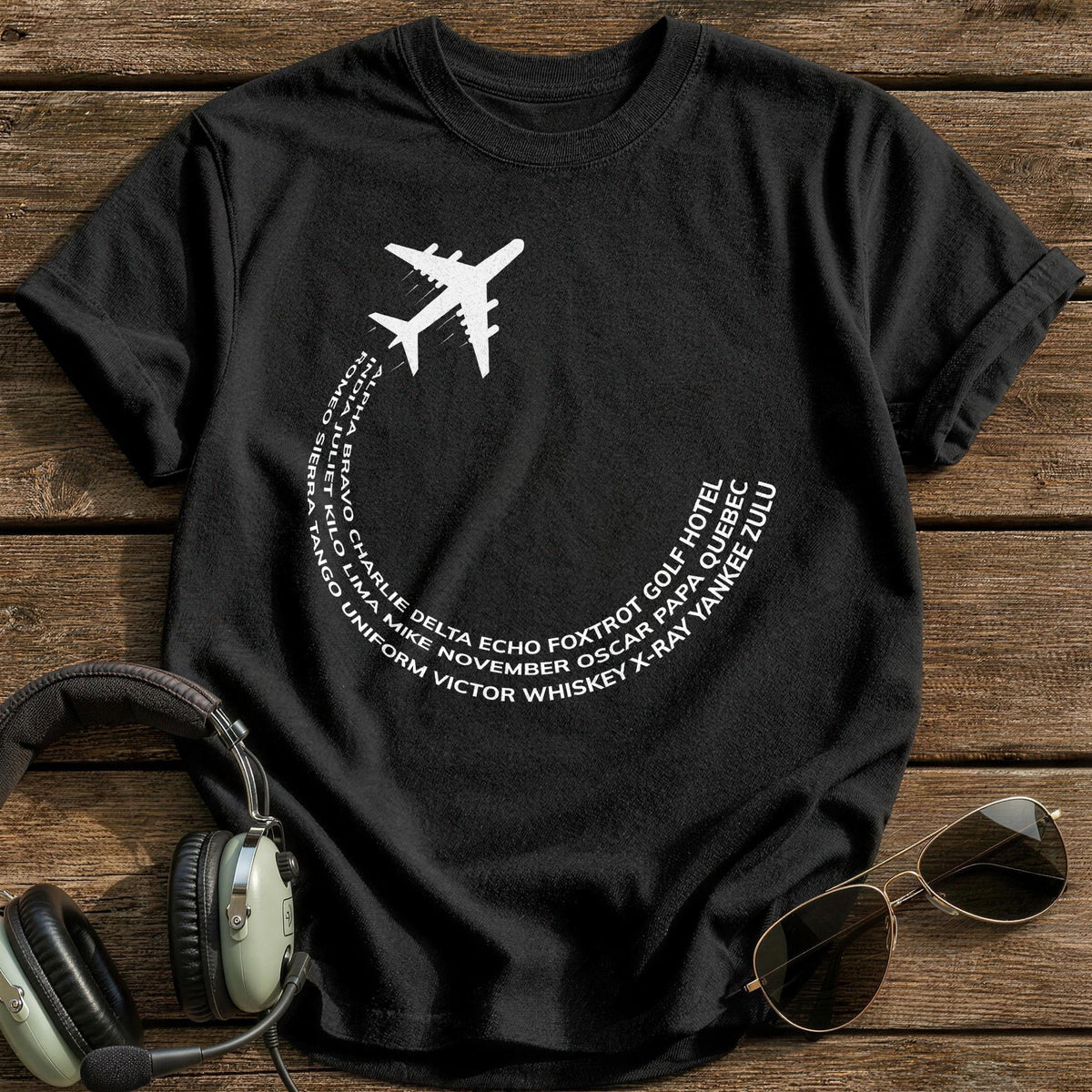 Phonetic Alphabet Flight Path T-Shirt - Black