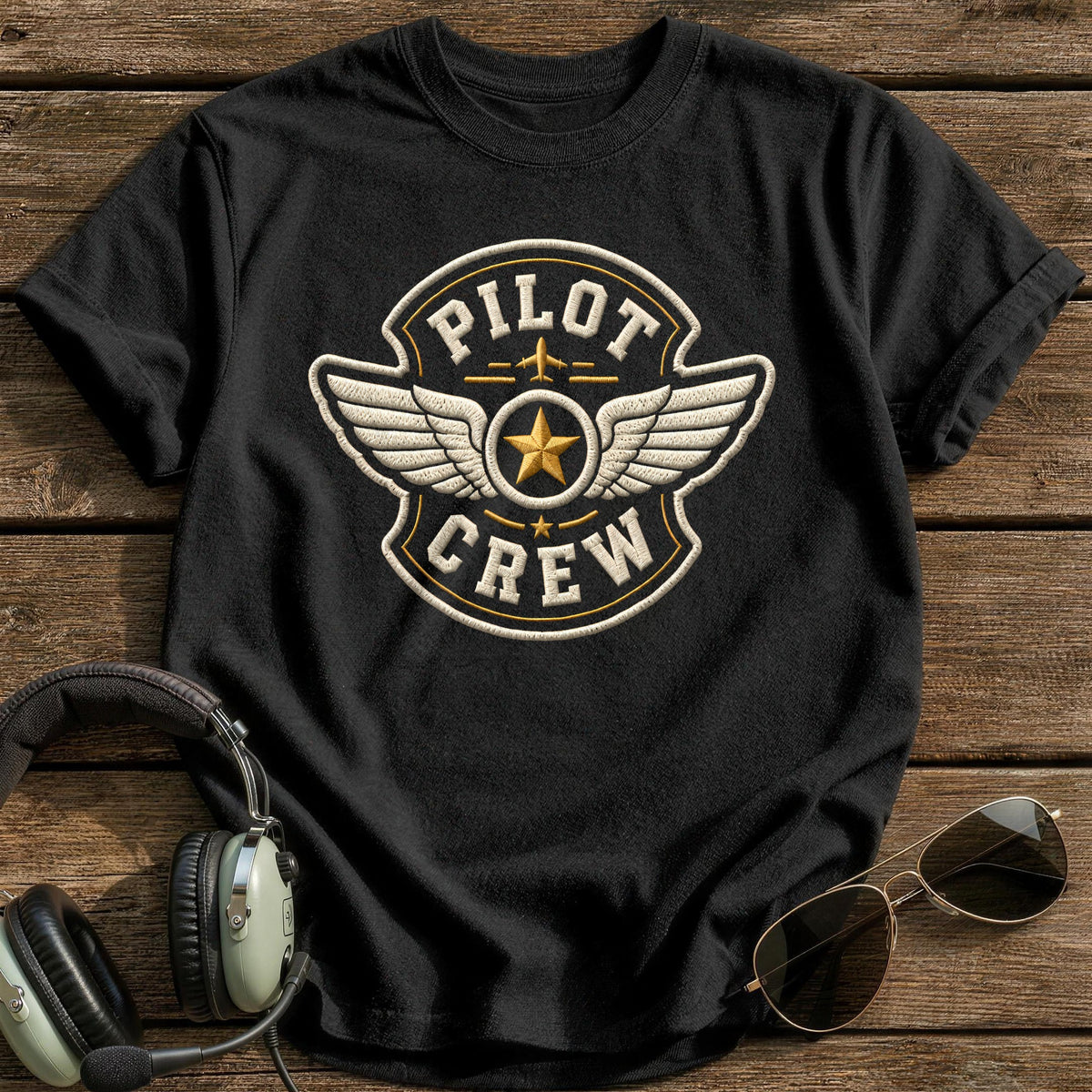 Pilot Crew Patch 68 T-Shirt - Black