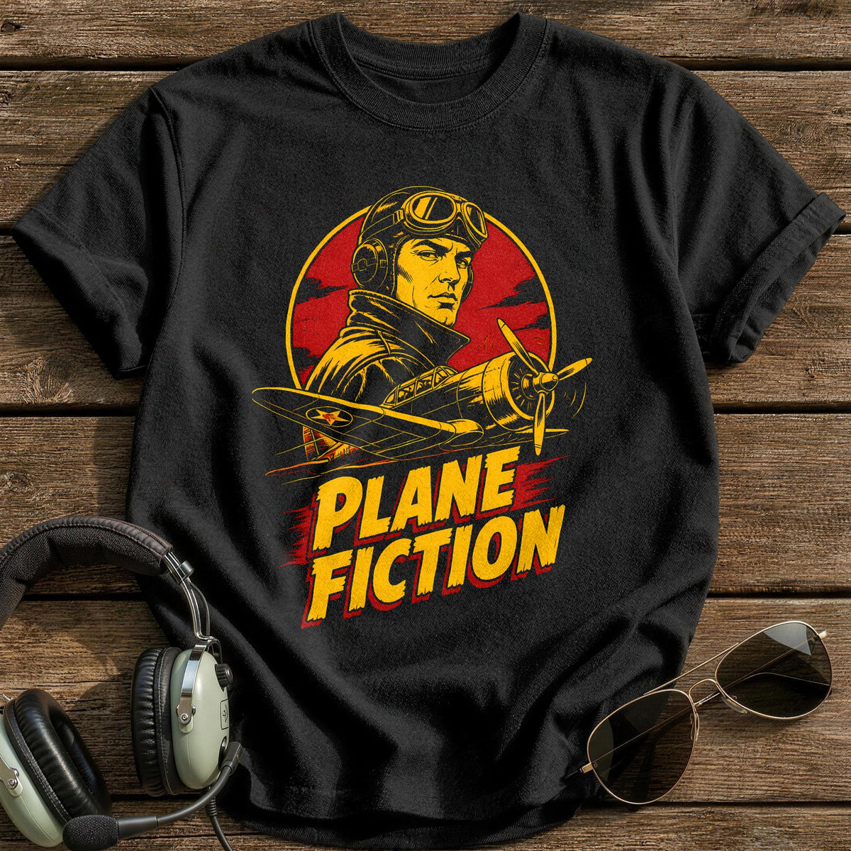 Plane Fiction T-Shirt - Black