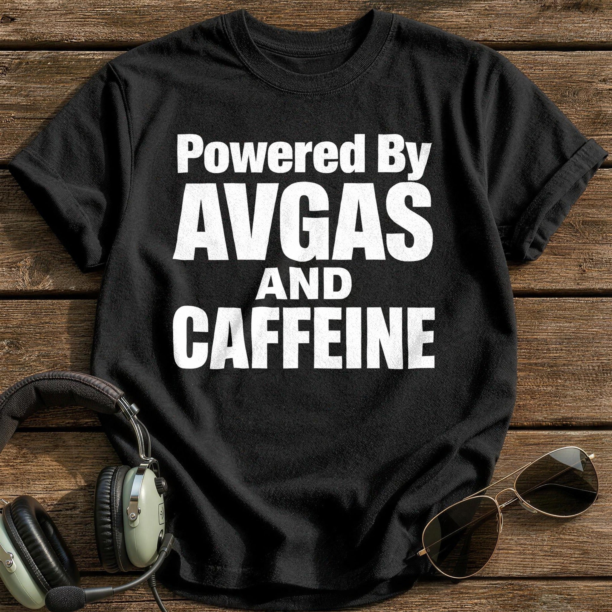 Powered By Avgas And Caffeine T-Shirt - Black