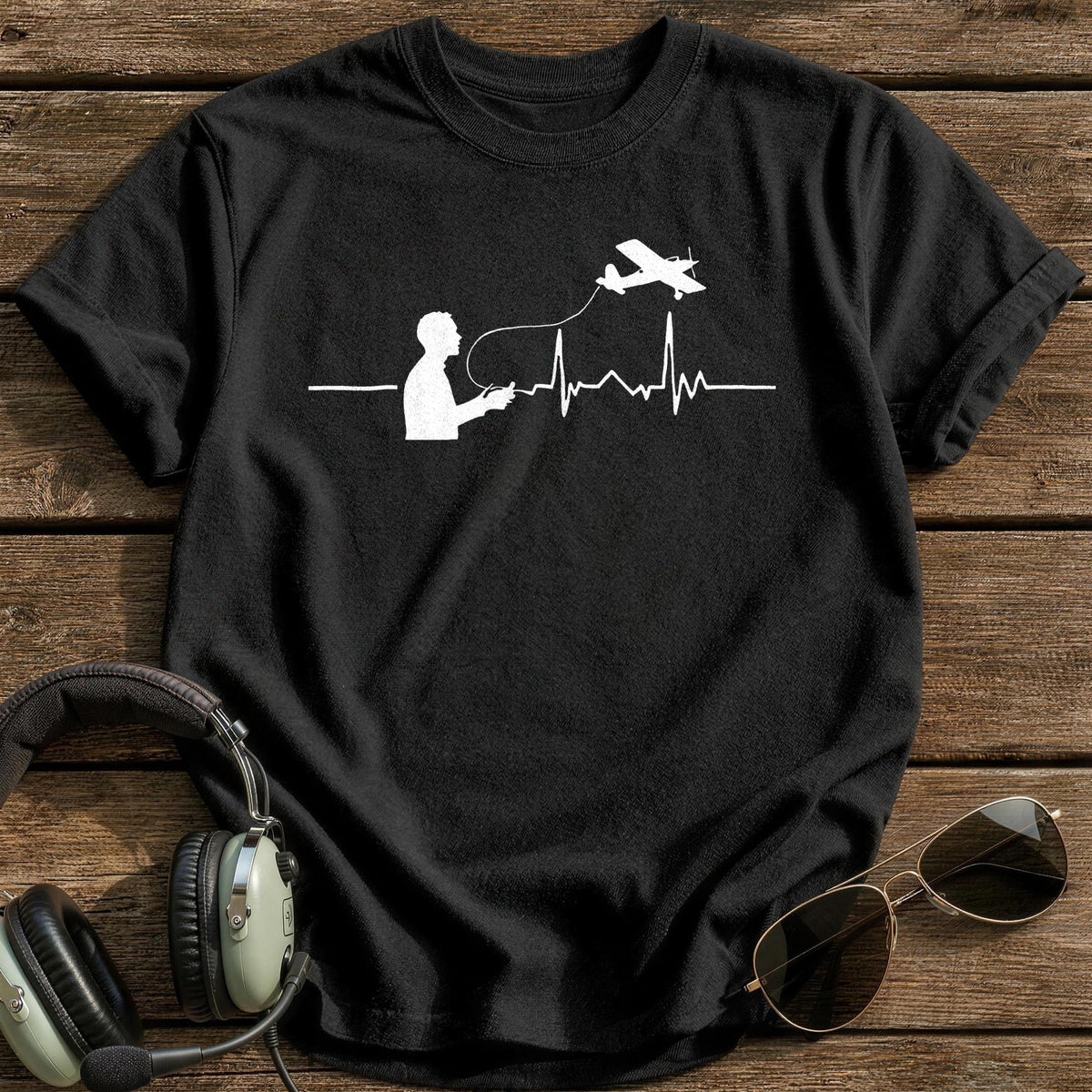 RC Plane Heartbeat T-Shirt - Black