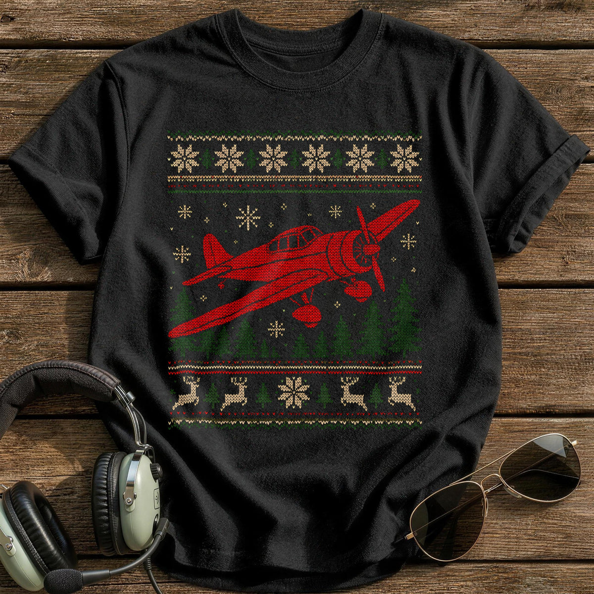 Red Plane Sweater 23 T-Shirt - Black