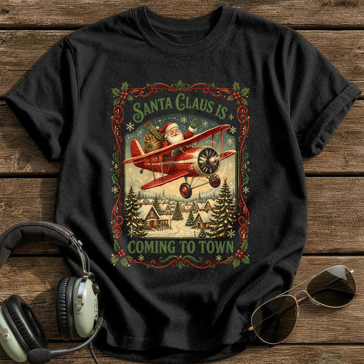 Santa Claus Is Coming To Town 53 T-Shirt - Black