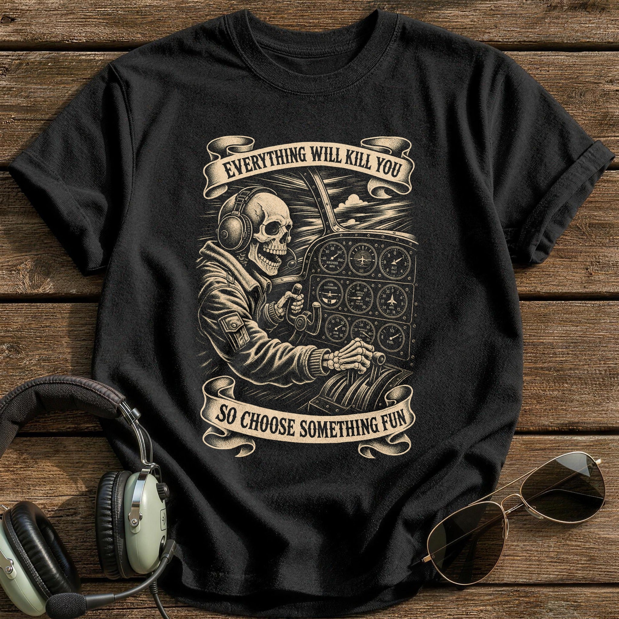 Skeleton at the Stick T-Shirt - Black