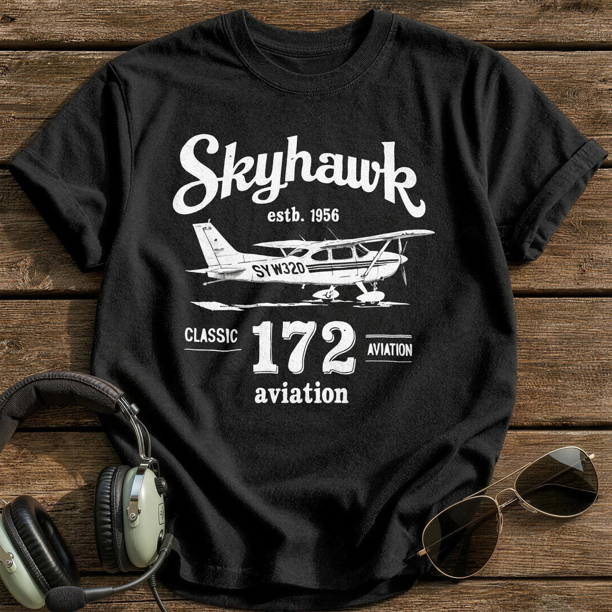 Skyhawk 172 Classic Aviation 1 T-Shirt - Black