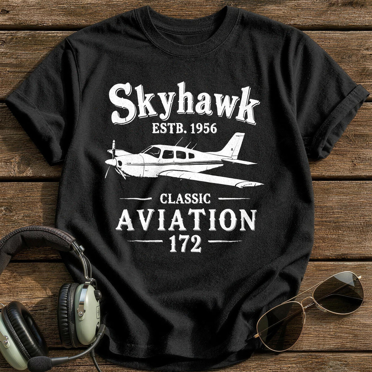 Skyhawk 172 Classic Aviation 3 T-Shirt - Black