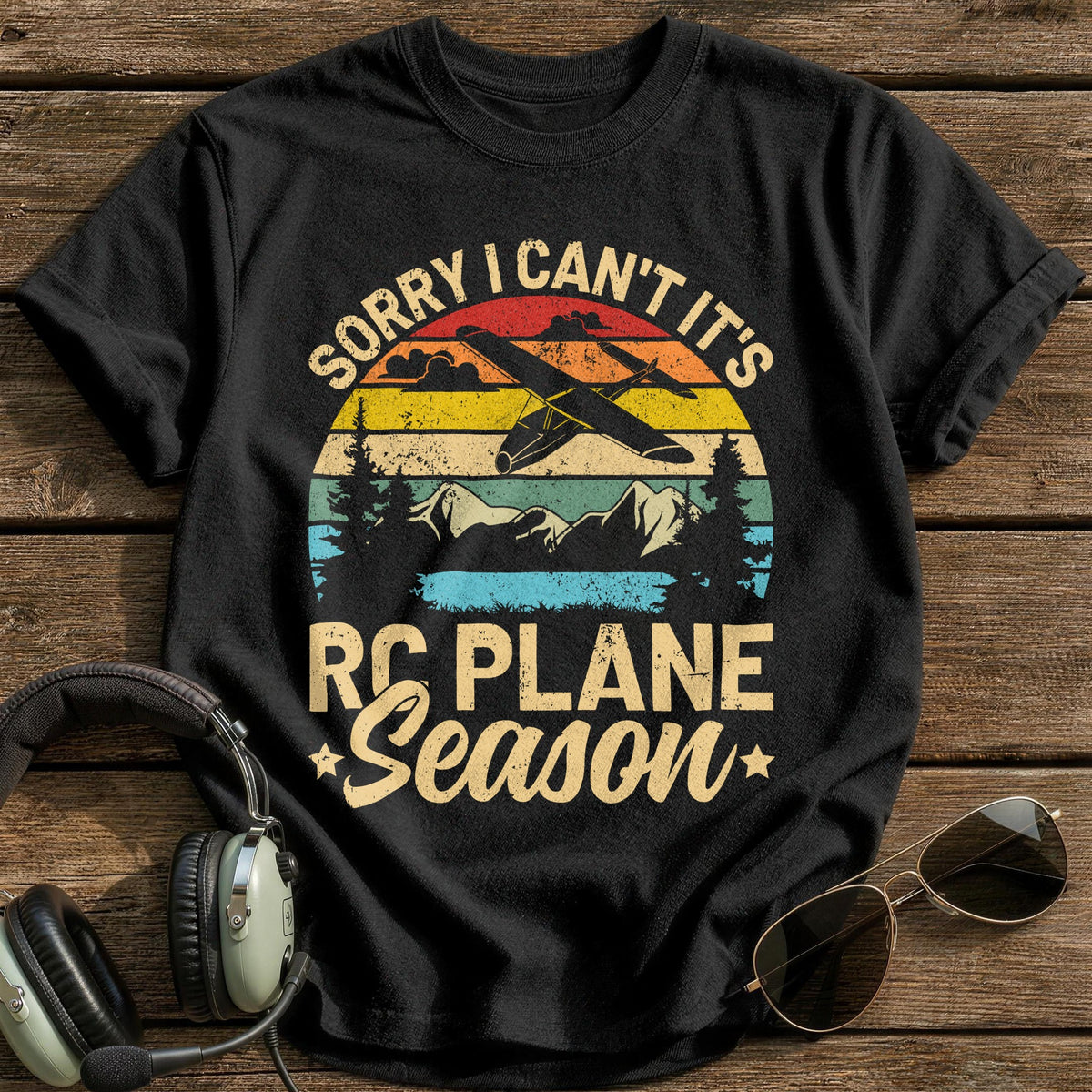 Sorry I Can't It's RC Plane Season T-Shirt - Black