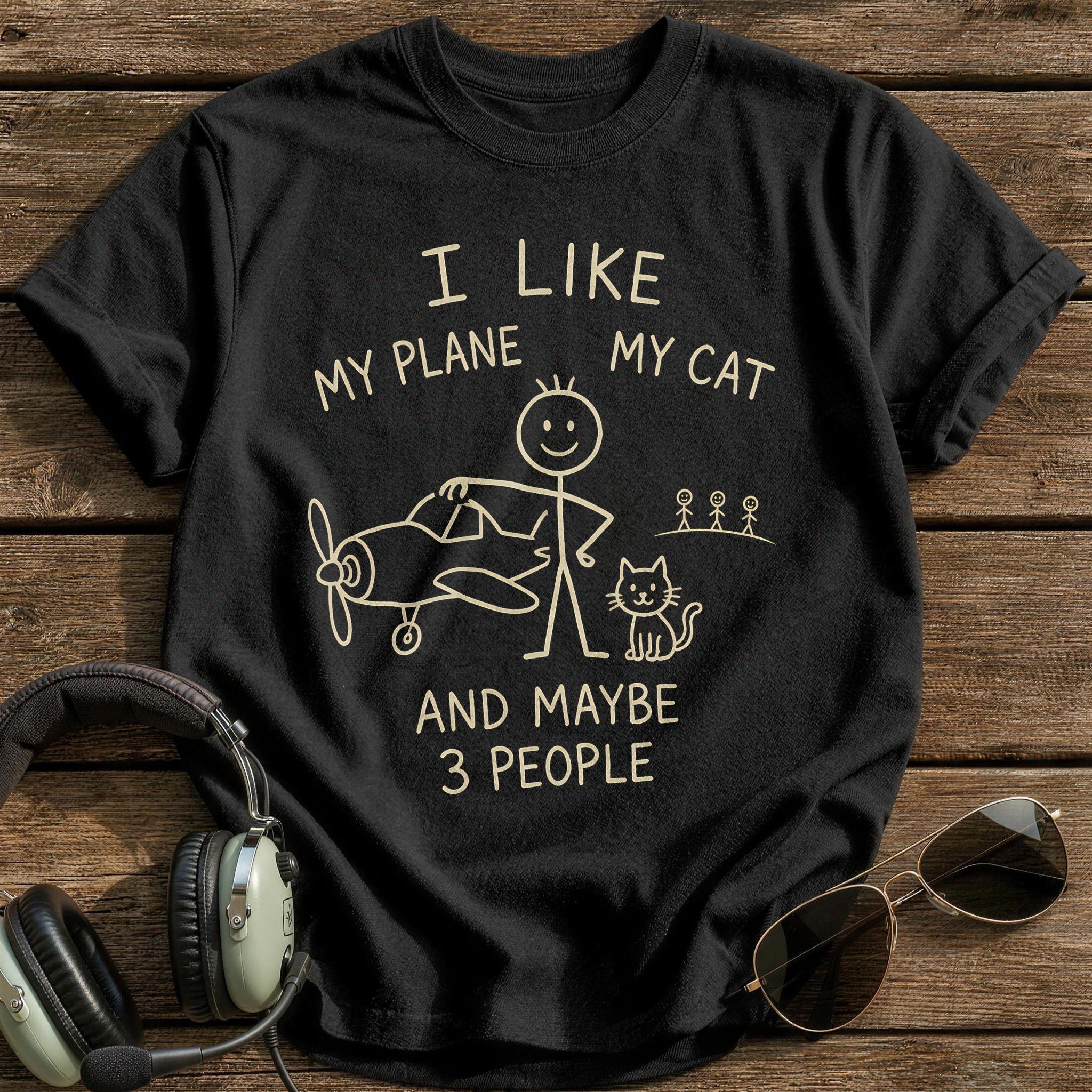 Stickman Plane Cat 98 - Black