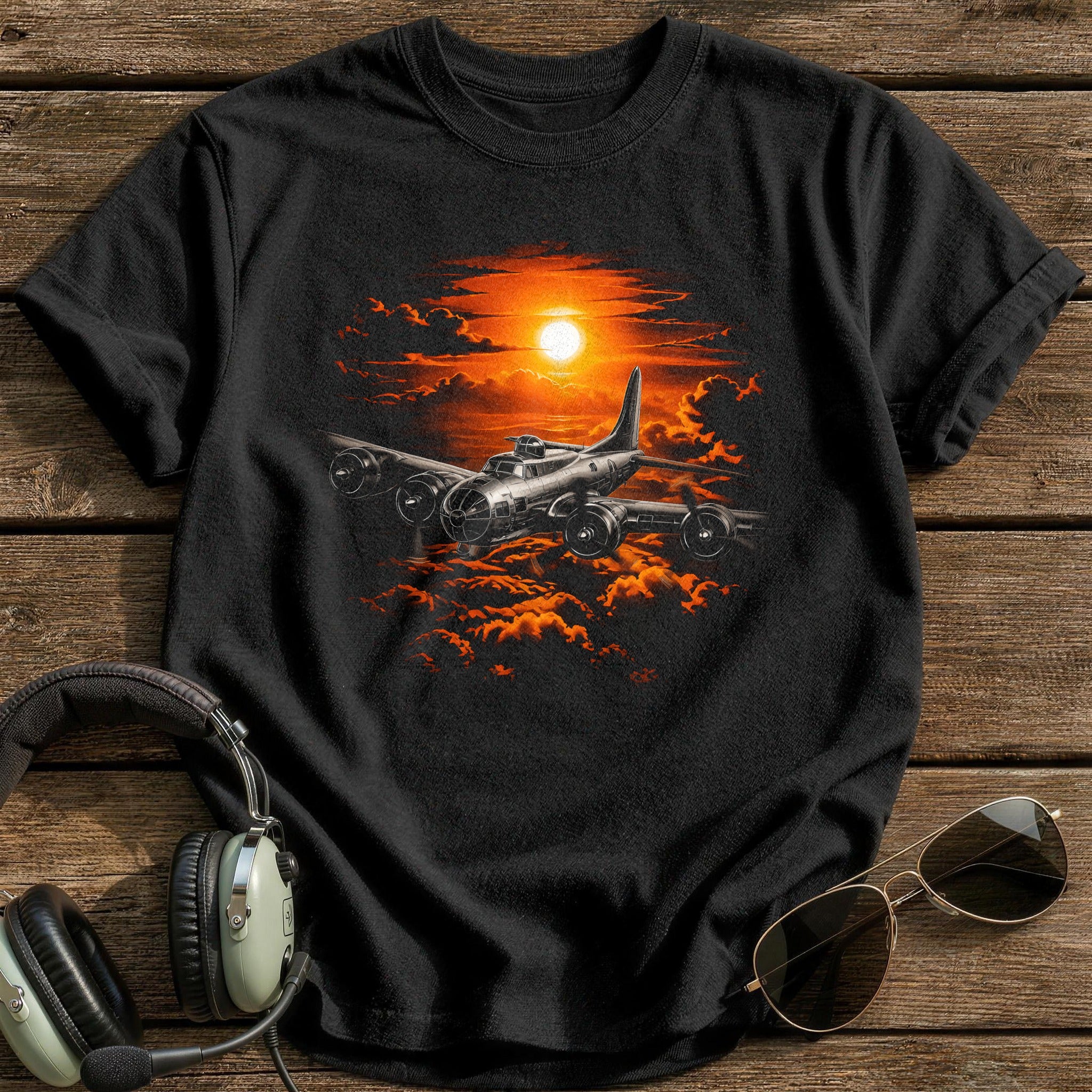 Sunset Bomber T-Shirt - Black