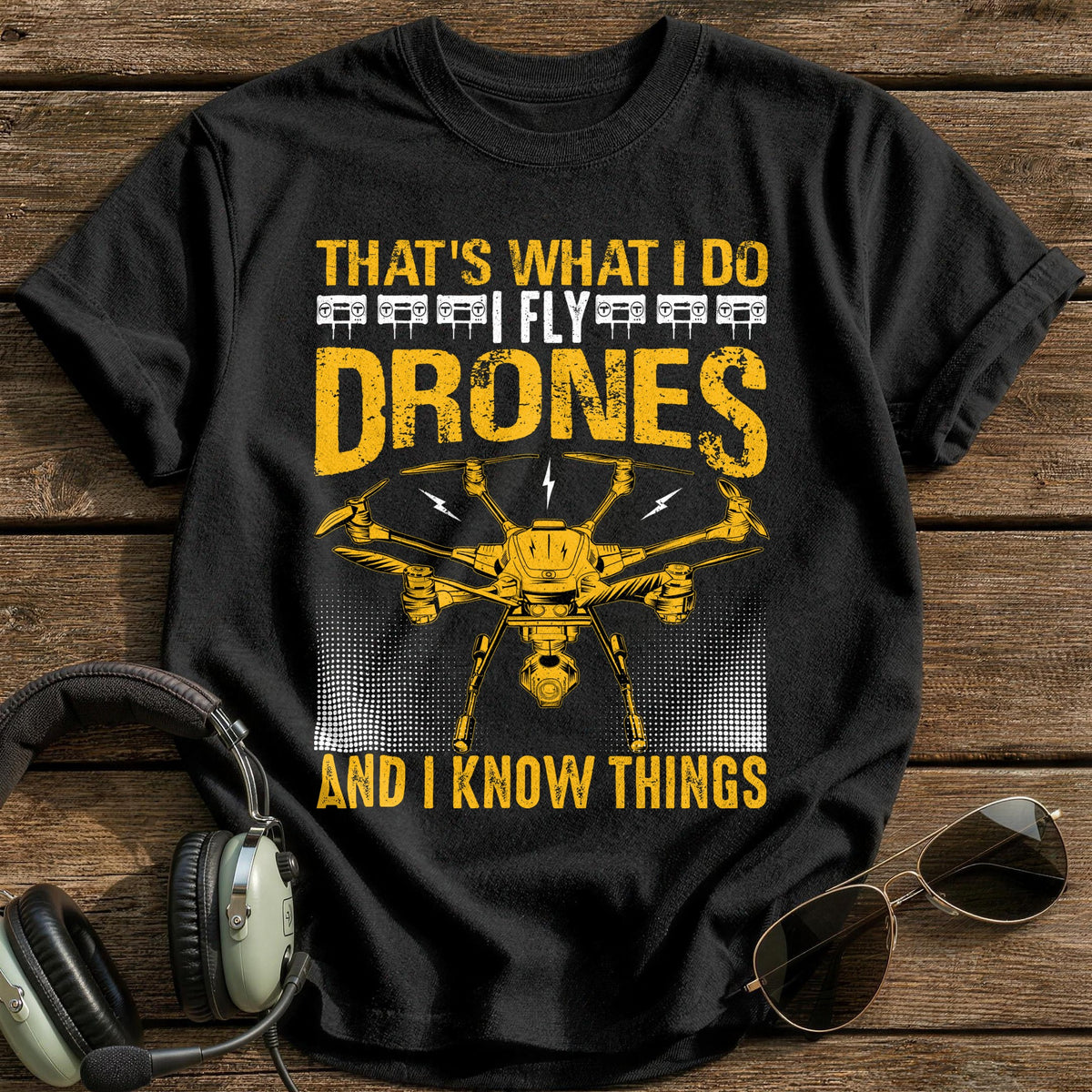 That's What I Do I Fly Drones And I Know Things 1 T-Shirt - Black