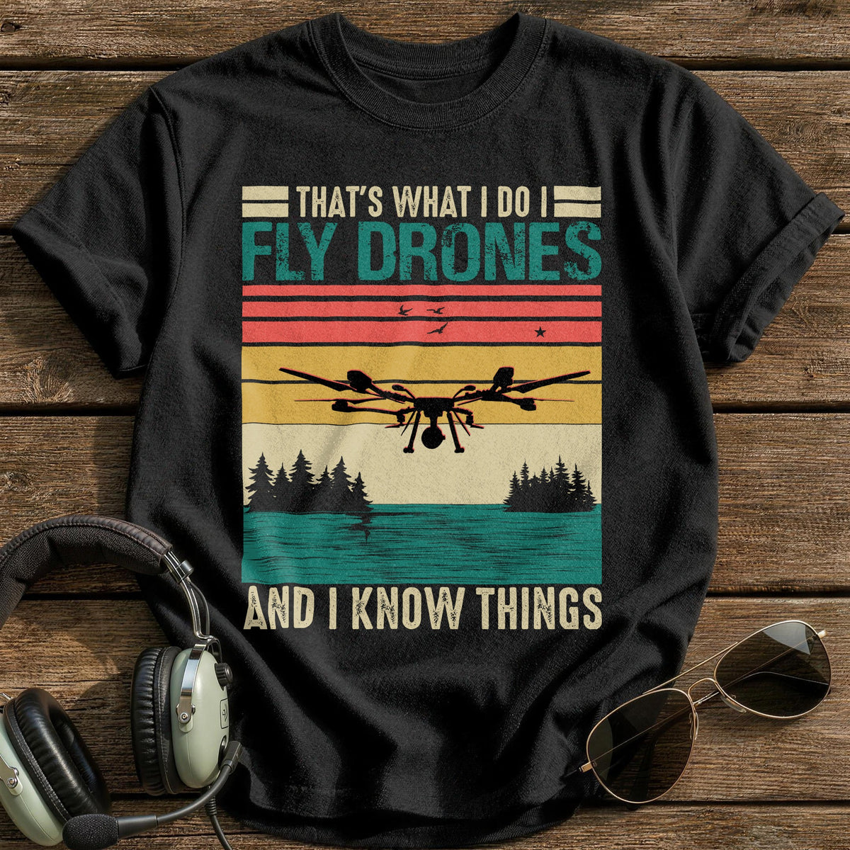 That's What I Do I Fly Drones And I Know Things 2 T-Shirt - Black