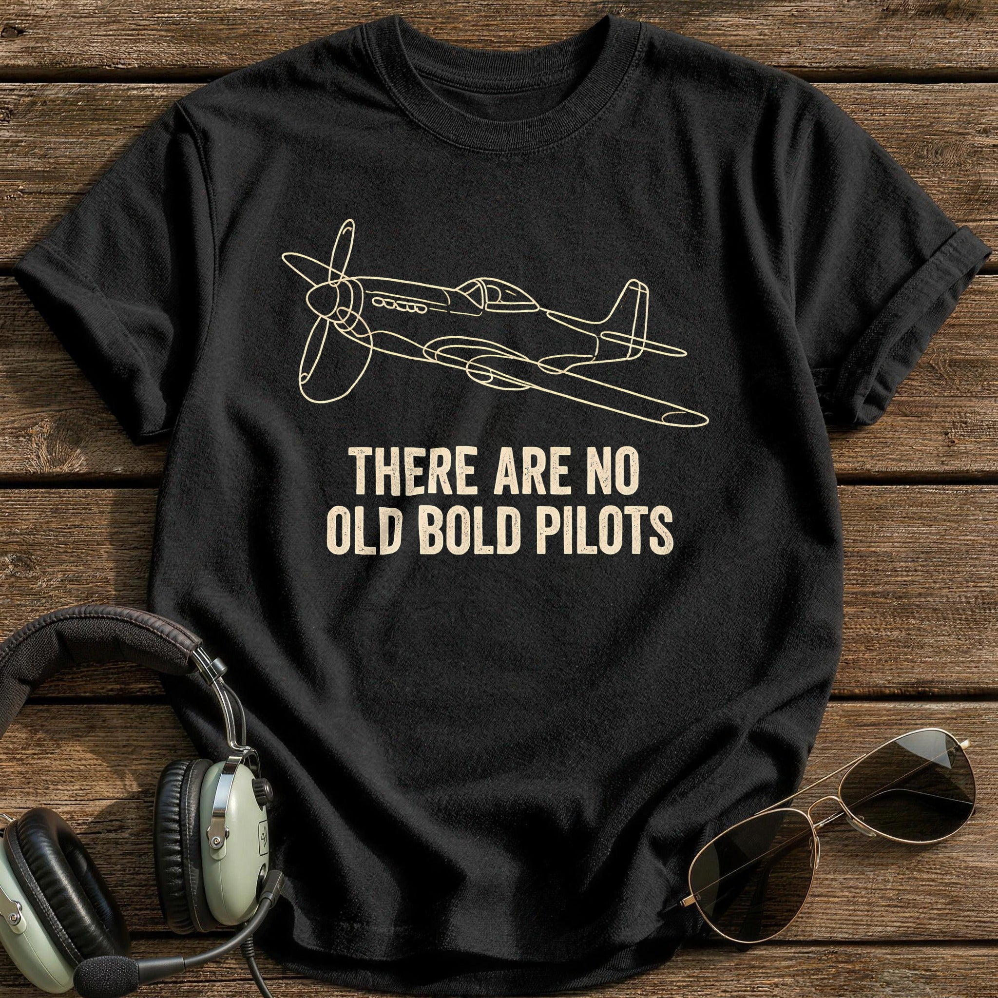 There Are No Old Bold Pilots 66 T-Shirt - Black