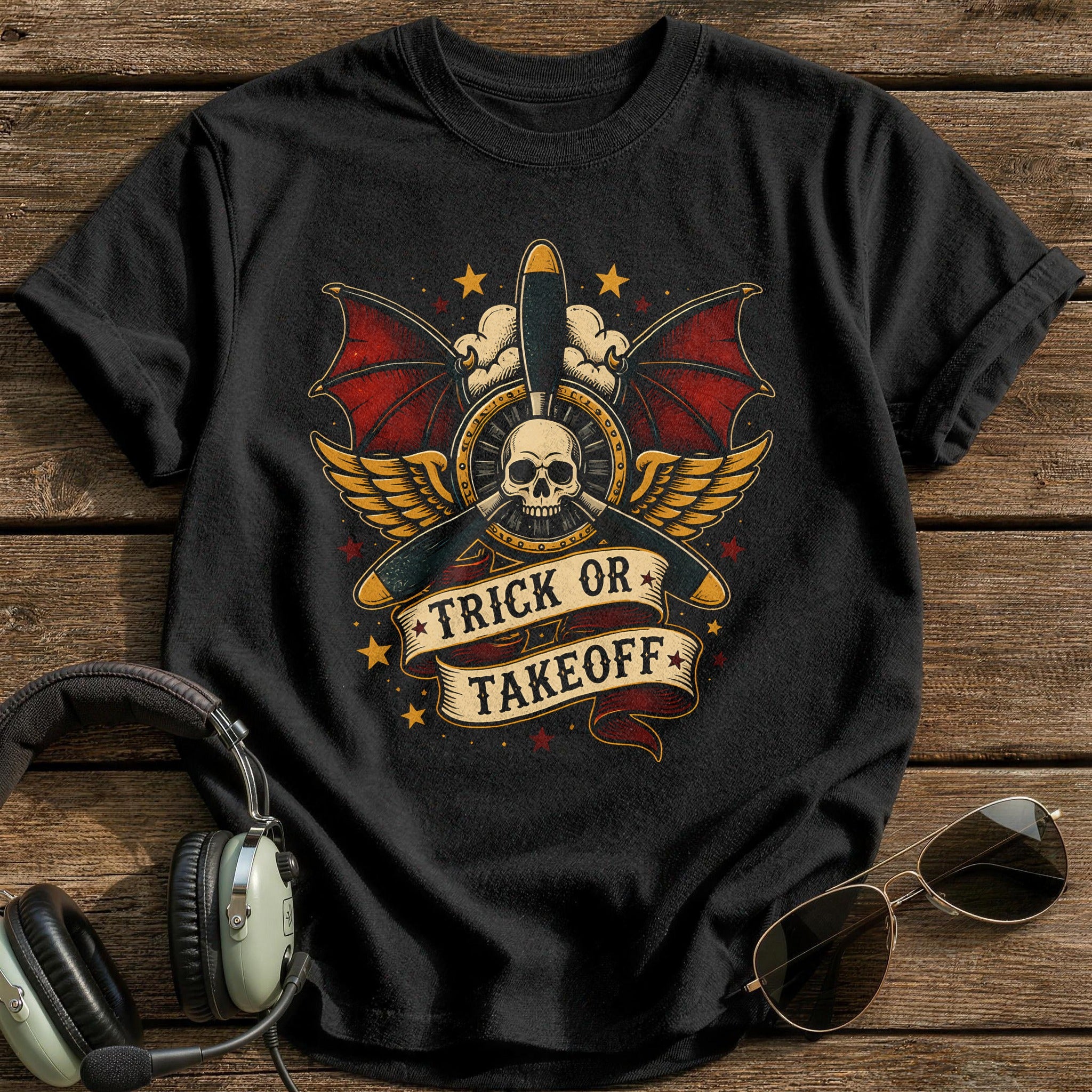 Trick Or Takeoff 17 T-Shirt - Black