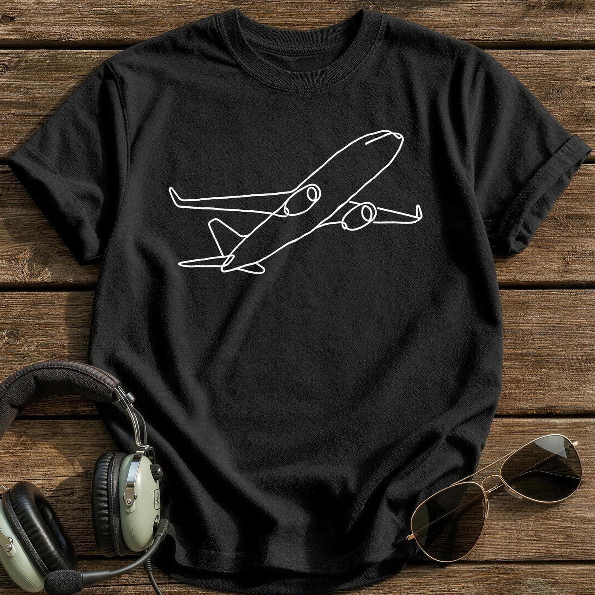 Twin Engine Line Study T-Shirt - Black