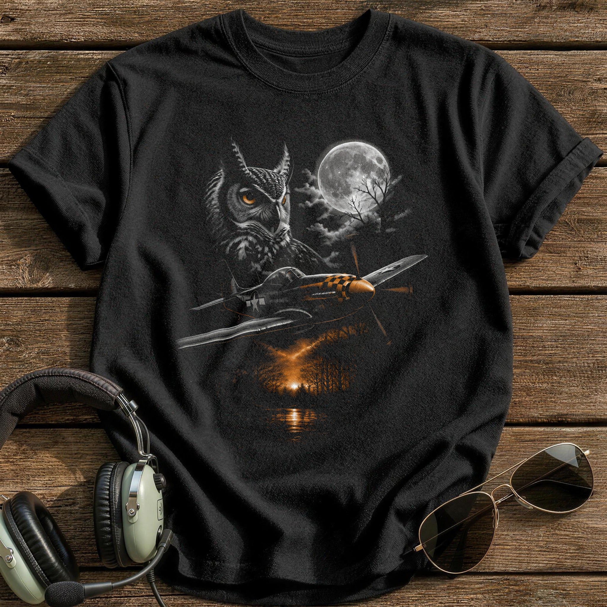 Warbird Owl Autumn Trees 92 - Black