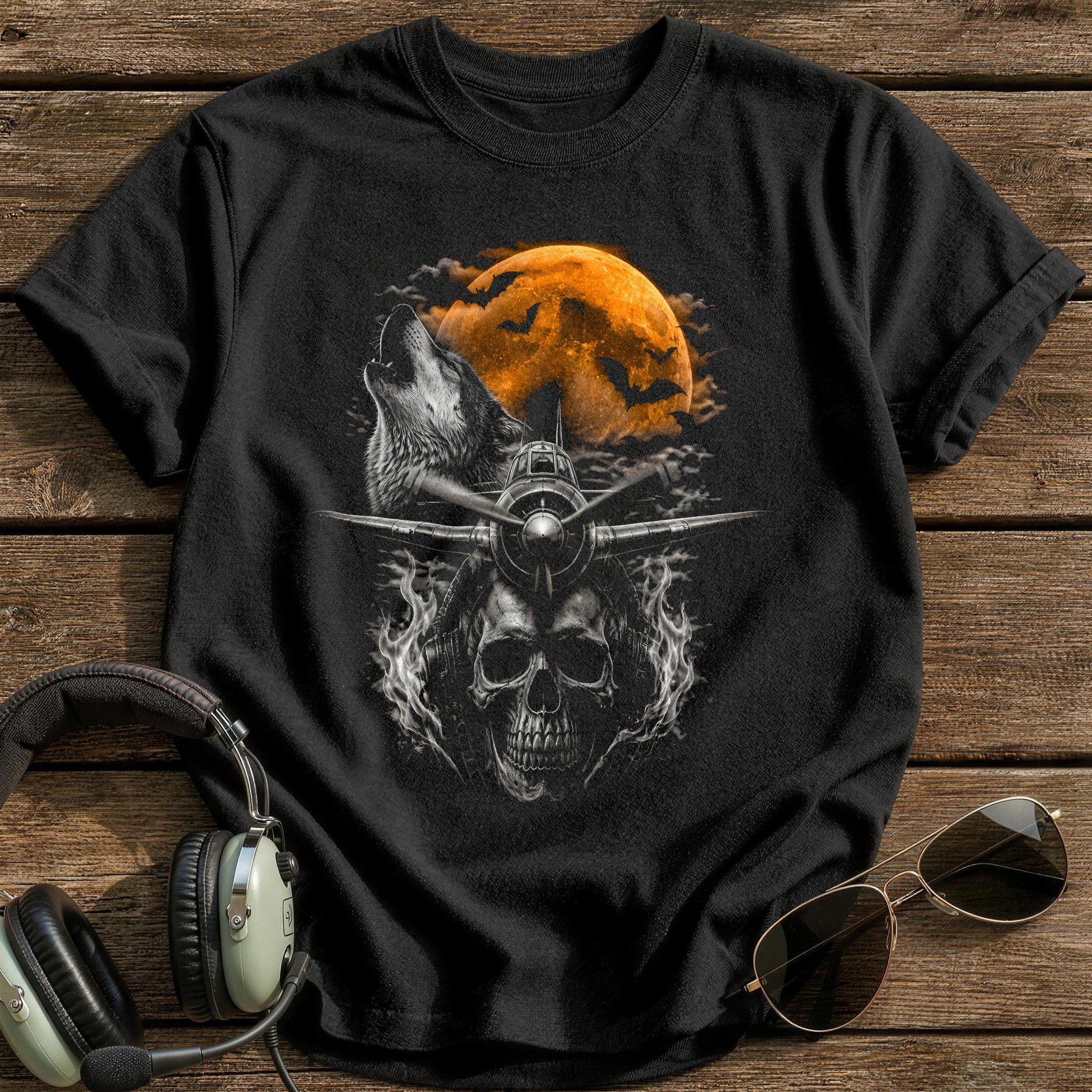 Warbird Wolf Flaming Skull 60 - Black