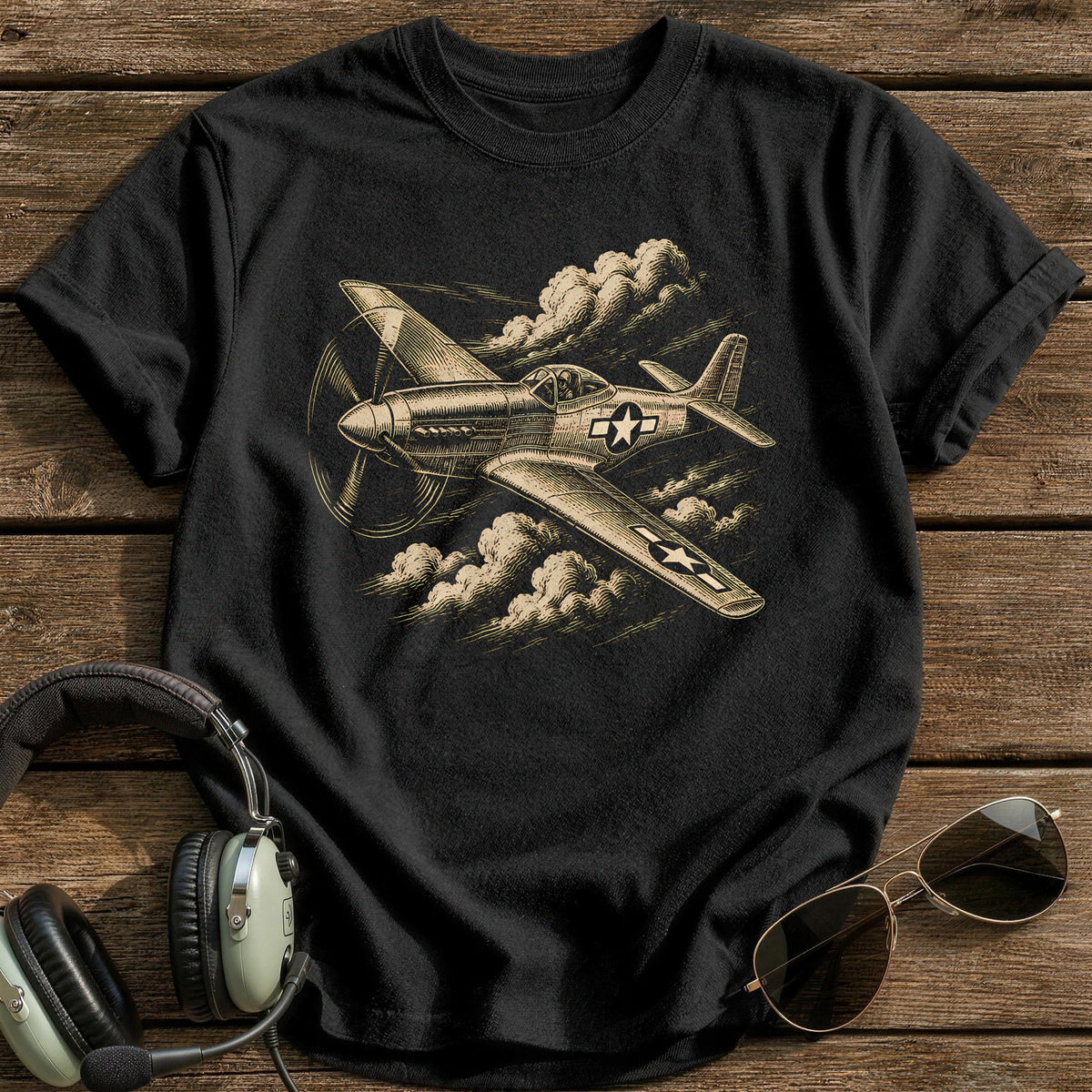 Warbird Woodcut T-Shirt - Black