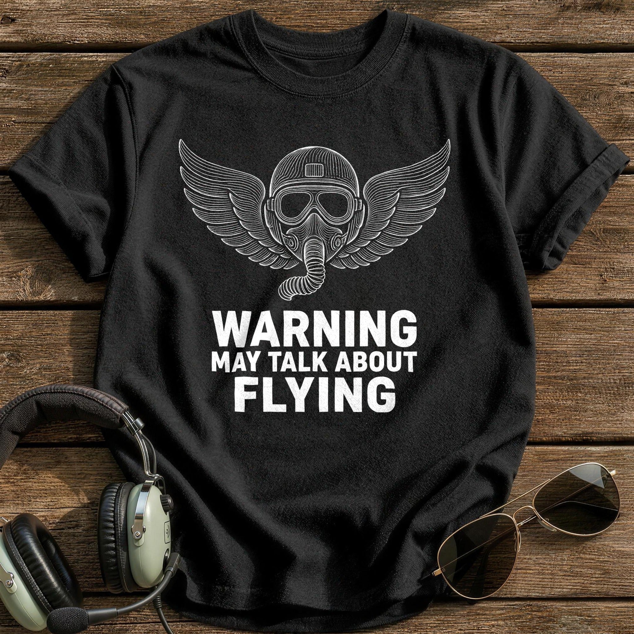 Warning Talk Flying 82 T-Shirt - Black