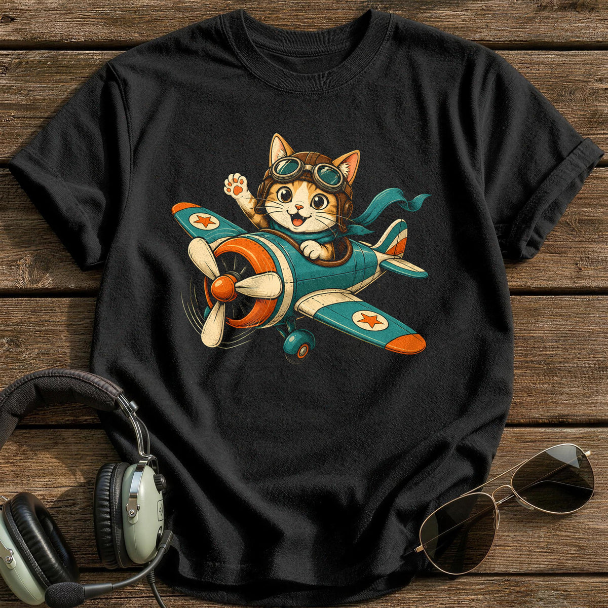 Whiskers & Goggles T-Shirt - Black